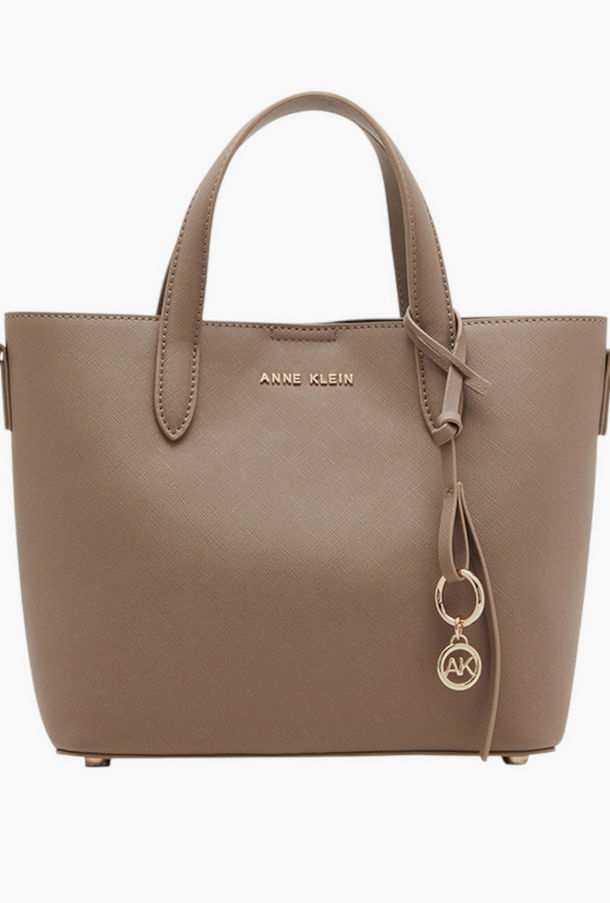 Anne Klein Textured Tote Bag with Double Handle and Button Closure-women-image-1
