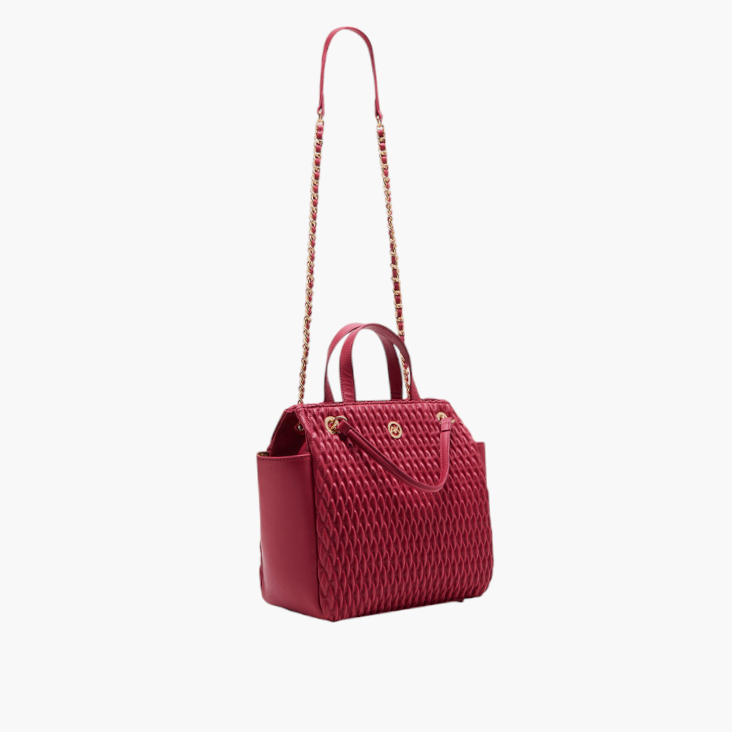 Anne Klein Quilted Tote Bag with Button Closure and Chain Strap-women-bagsandwallets-handbags-image-2