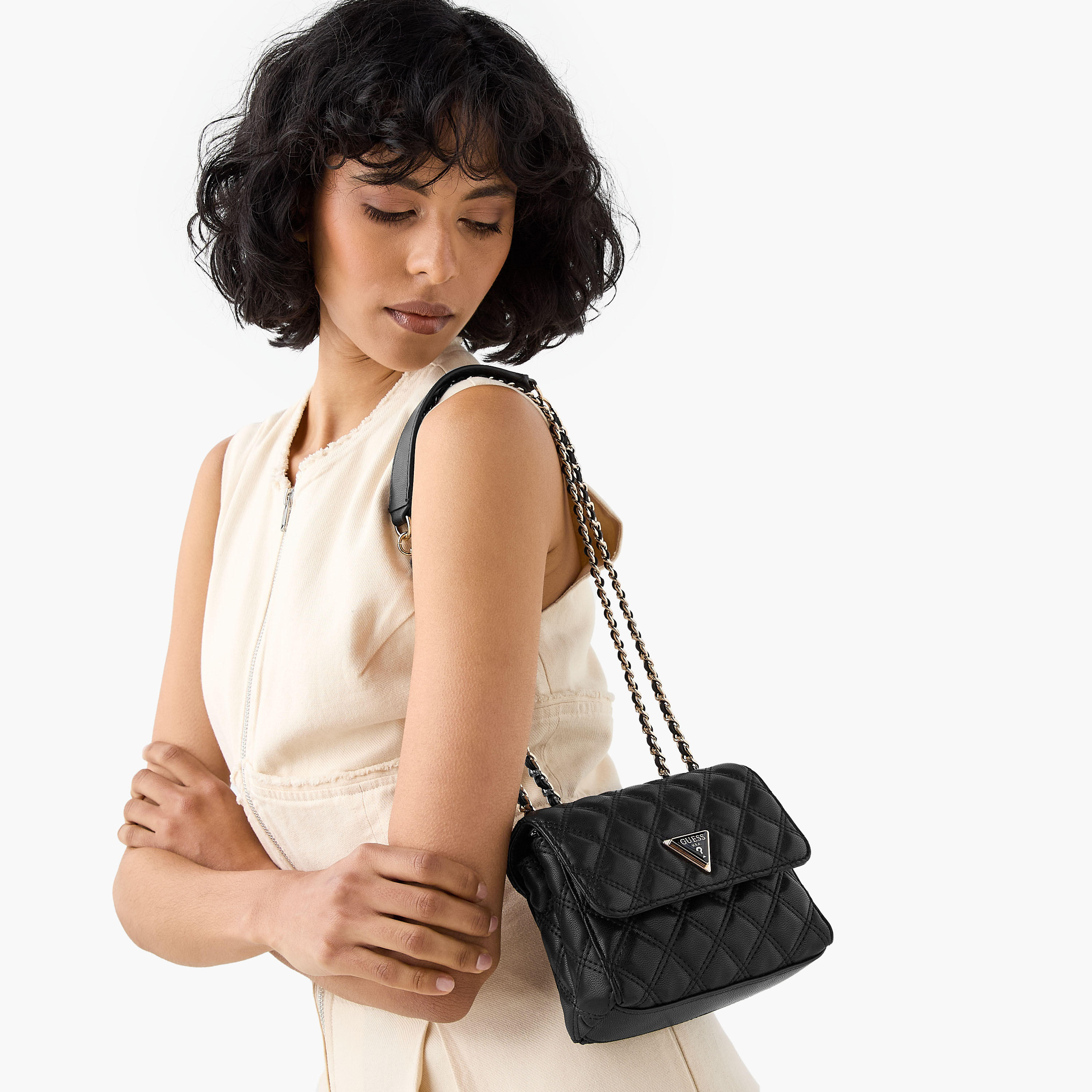 Guess Niko Quilted Crossbody Bag with Chain Strap-women-bagsandwallets-handbags-image-2