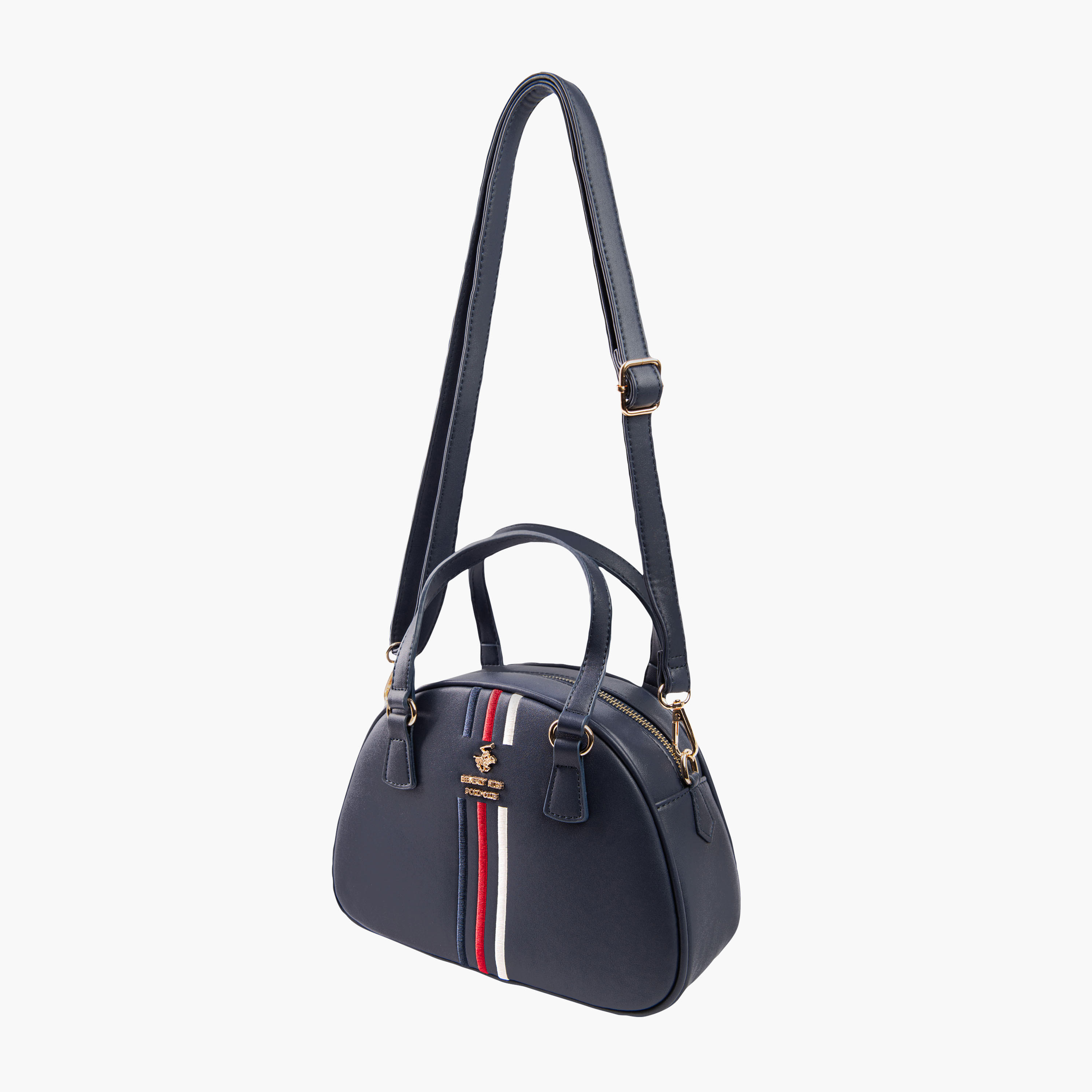شنطة بسحاب إغلاق وحزام قابل للفصل وتفاصيل شعار من بيفرلي هيلز بولو كلوب-women-bagsandwallets-handbags-image-4