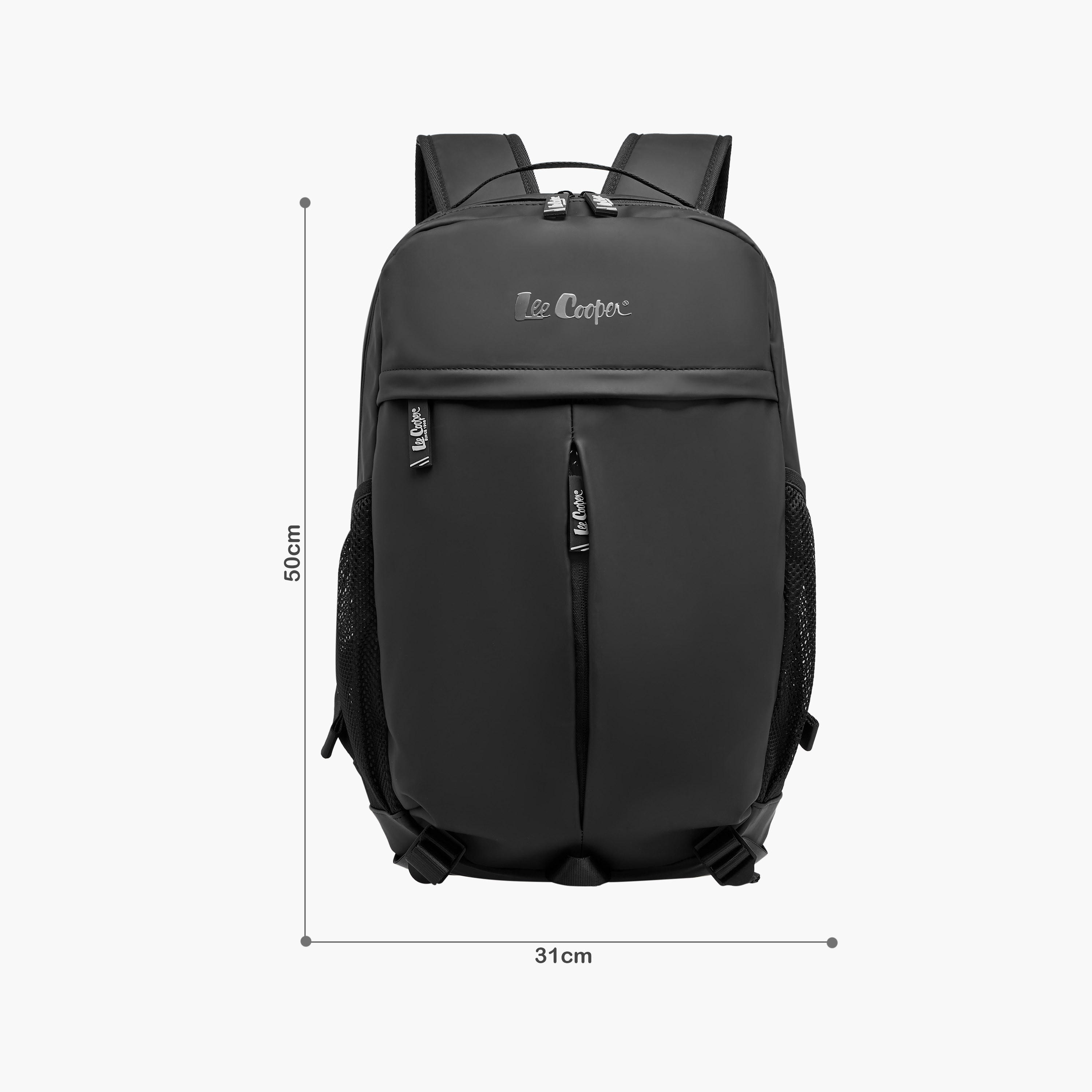 Lee Cooper Solid Backpack with Adjustable Straps and Zip Closure - 14x31x50 cms-men-bags-image-2