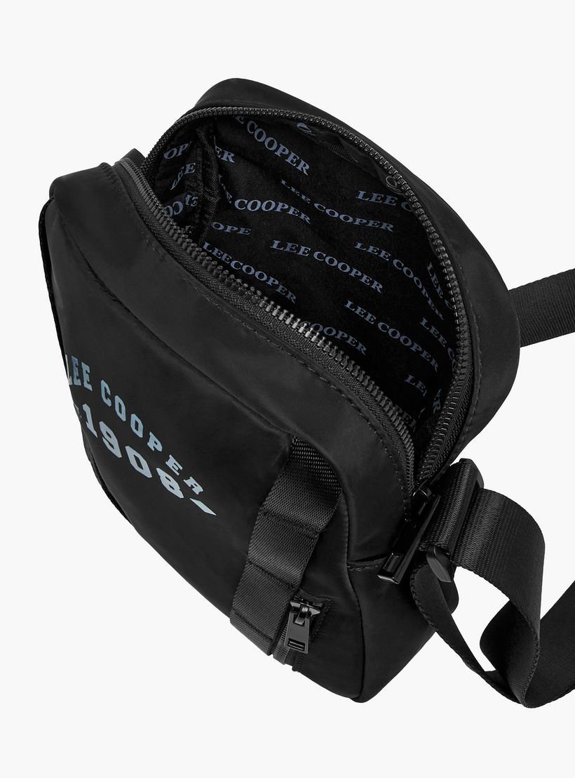 Lee Cooper Logo Print Crossbody Bag with Adjustable Strap and Zip Closure-men-bags-image-8
