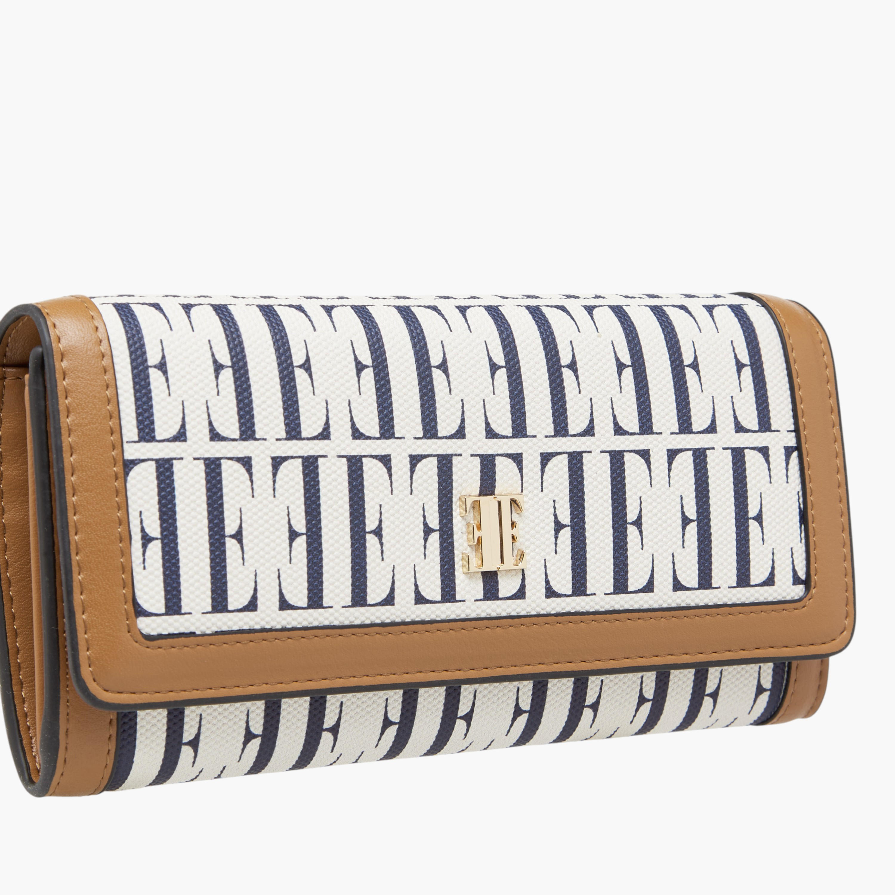 Elle Monogram Print Wallet with Button Closure-women-bagsandwallets-wallets-image-3