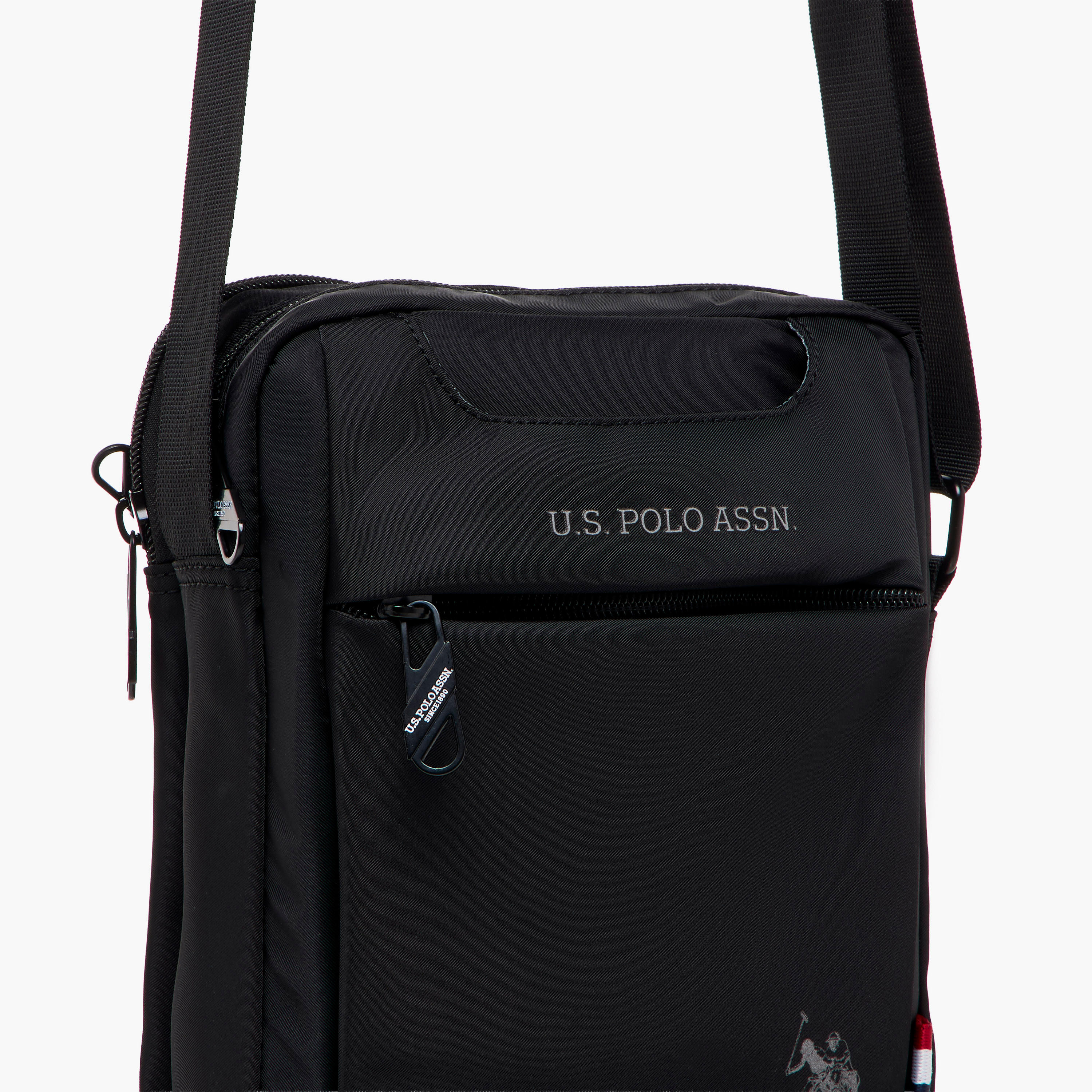 US POLO ASSN. Solid Crossbody Bag with Adjustable Strap and Zip Closure-women-bagsandwallets-handbags-image-5