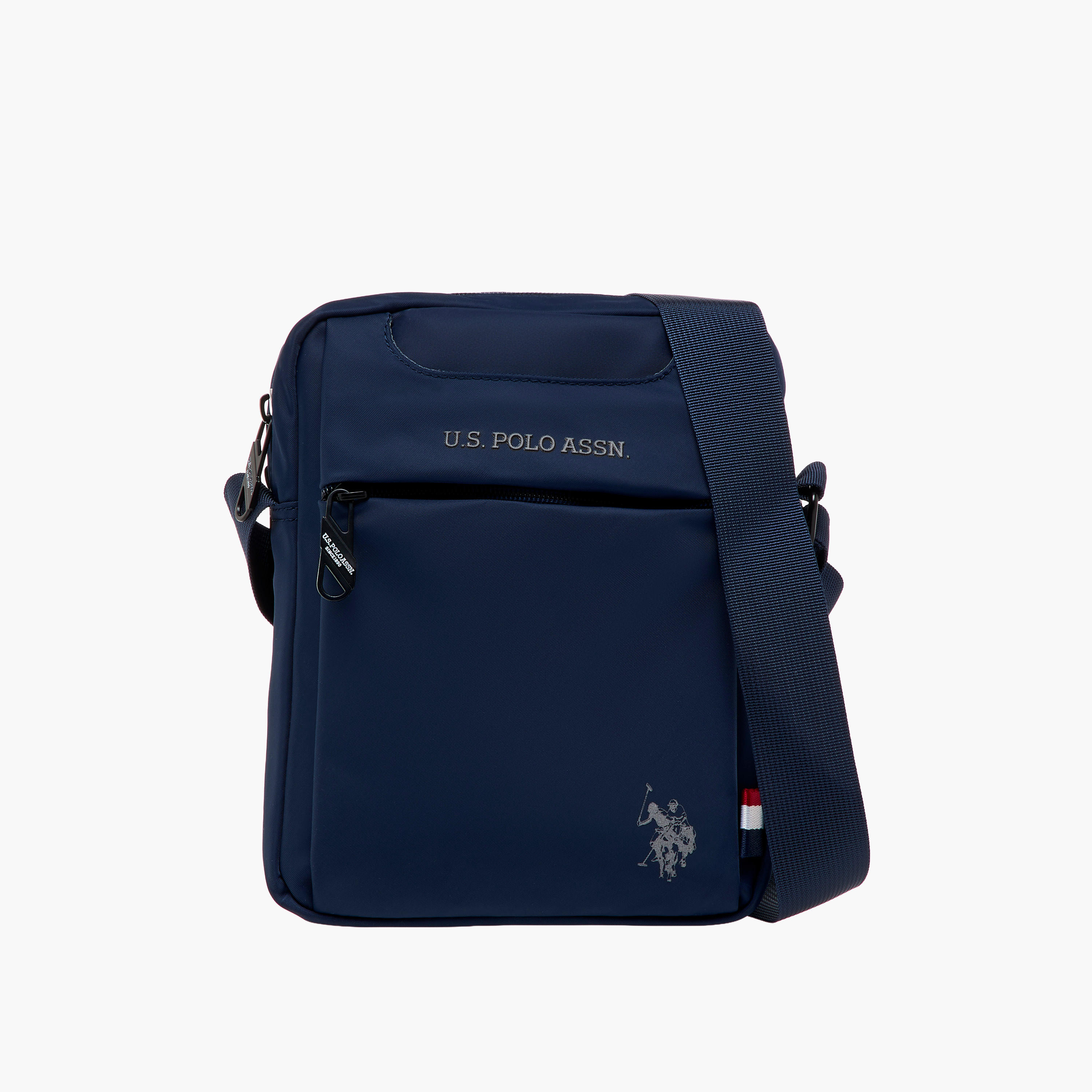 US POLO ASSN. Solid Crossbody Bag with Adjustable Strap and Zip Closure-men-bags-image-1
