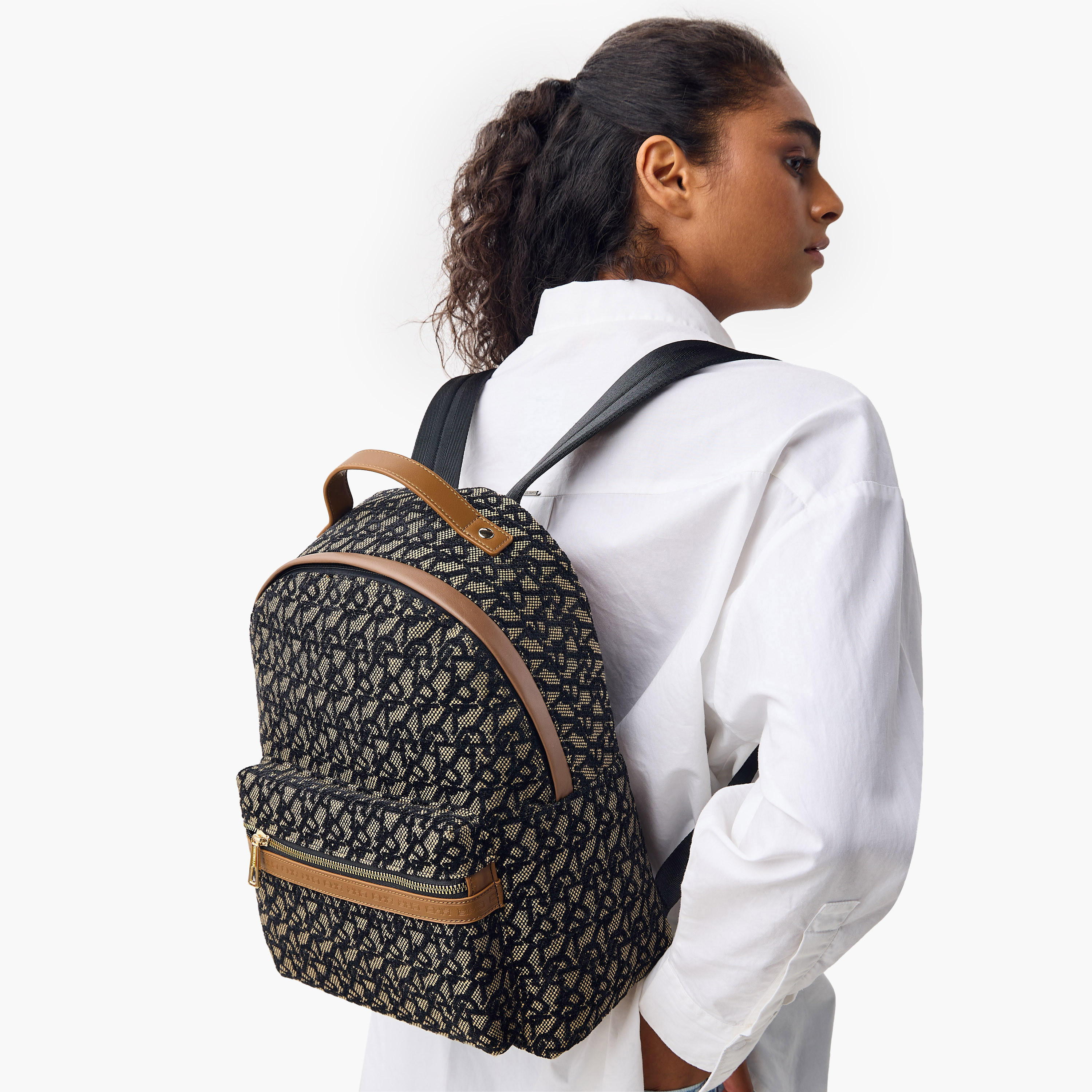 Chrisbella Textured Backpack with Adjustable Straps and Zip Closure - 30x19x36 cms-women-bagsandwallets-backpacks-image-2