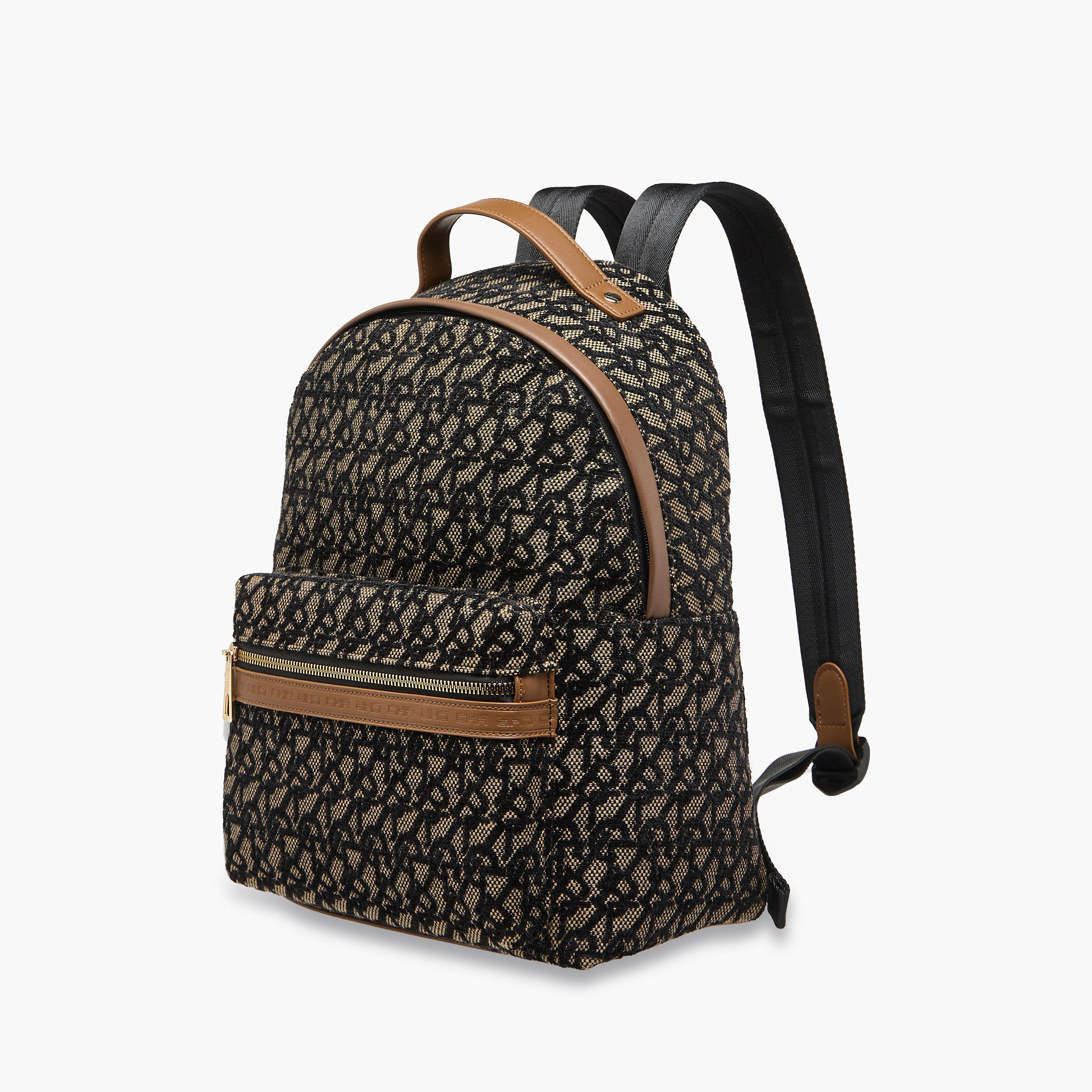 Chrisbella Textured Backpack with Adjustable Straps and Zip Closure - 30x19x36 cms-women-bagsandwallets-backpacks-image-3