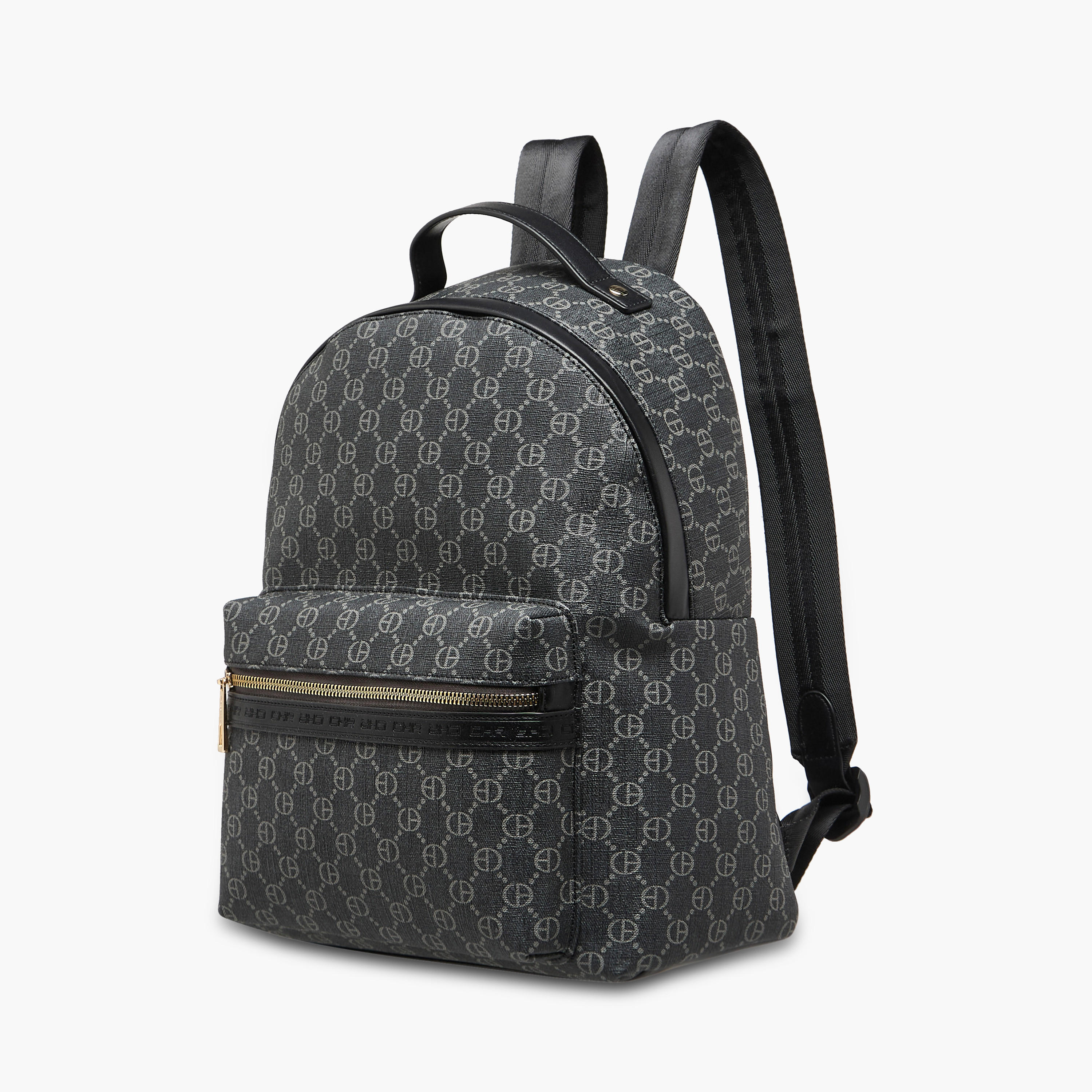 Chrisbella Monogram Print Backpack with Adjustable Straps and Zip Closure - 30x19x36 cms-women-bagsandwallets-backpacks-image-3