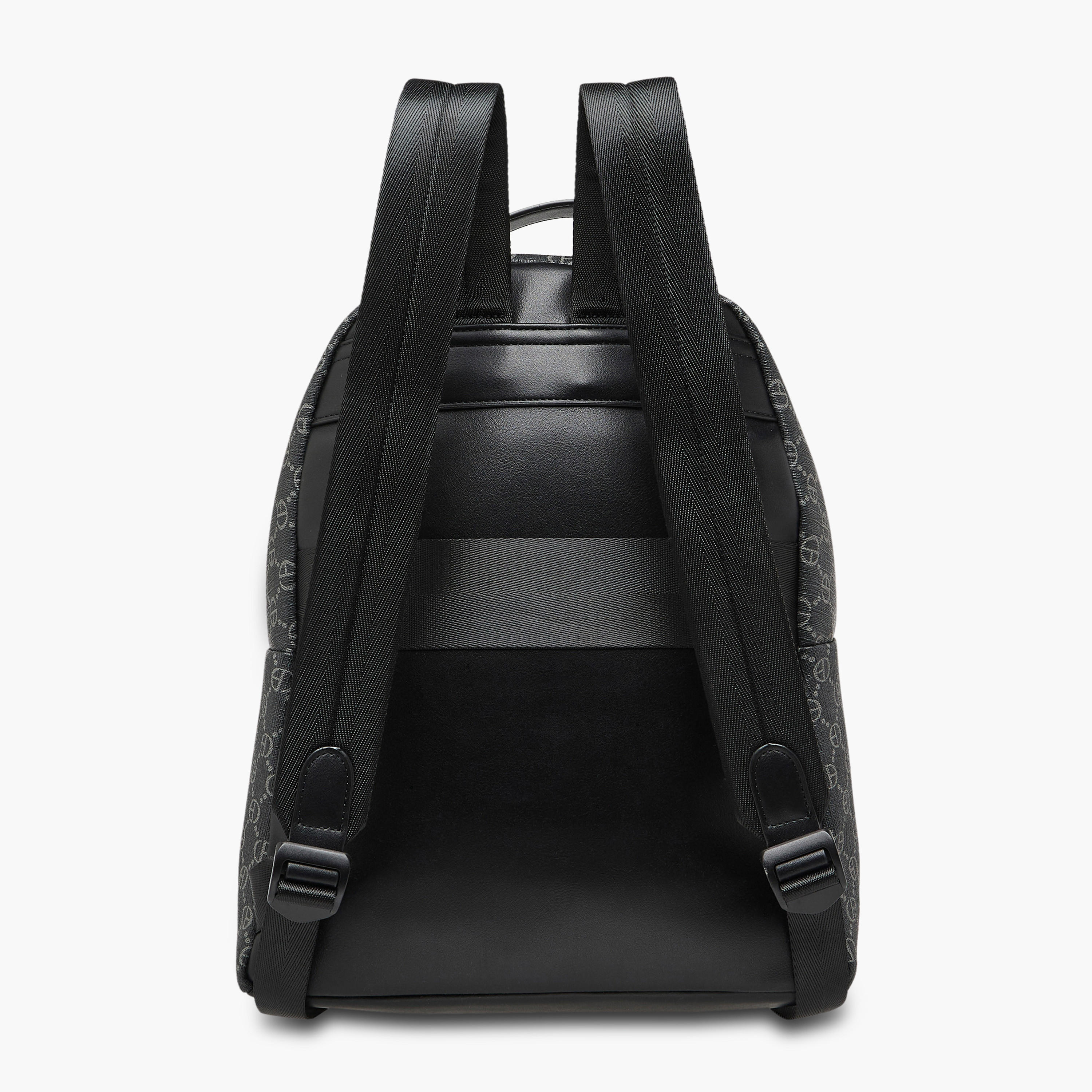 Chrisbella Monogram Print Backpack with Adjustable Straps and Zip Closure - 30x19x36 cms-women-bagsandwallets-backpacks-image-4