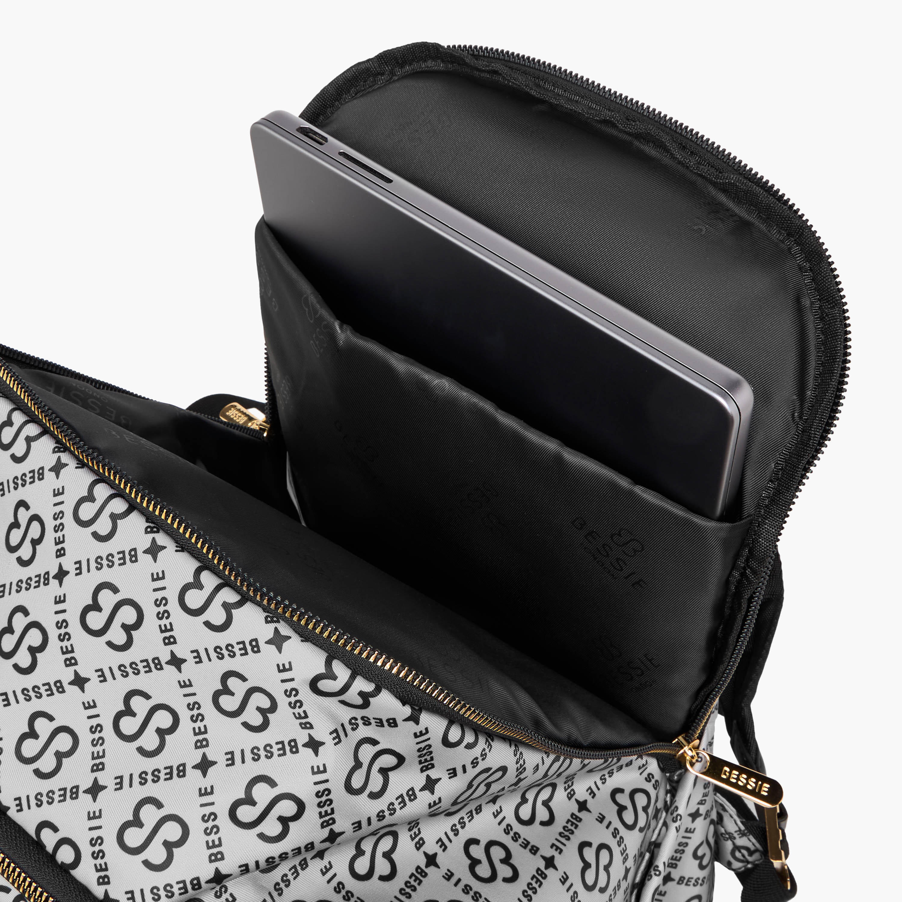 Bessie London Monogram Print Backpack with Adjustable Shoulder Straps and Zip Closure - 30x37x14 cms-women-bagsandwallets-backpacks-image-8