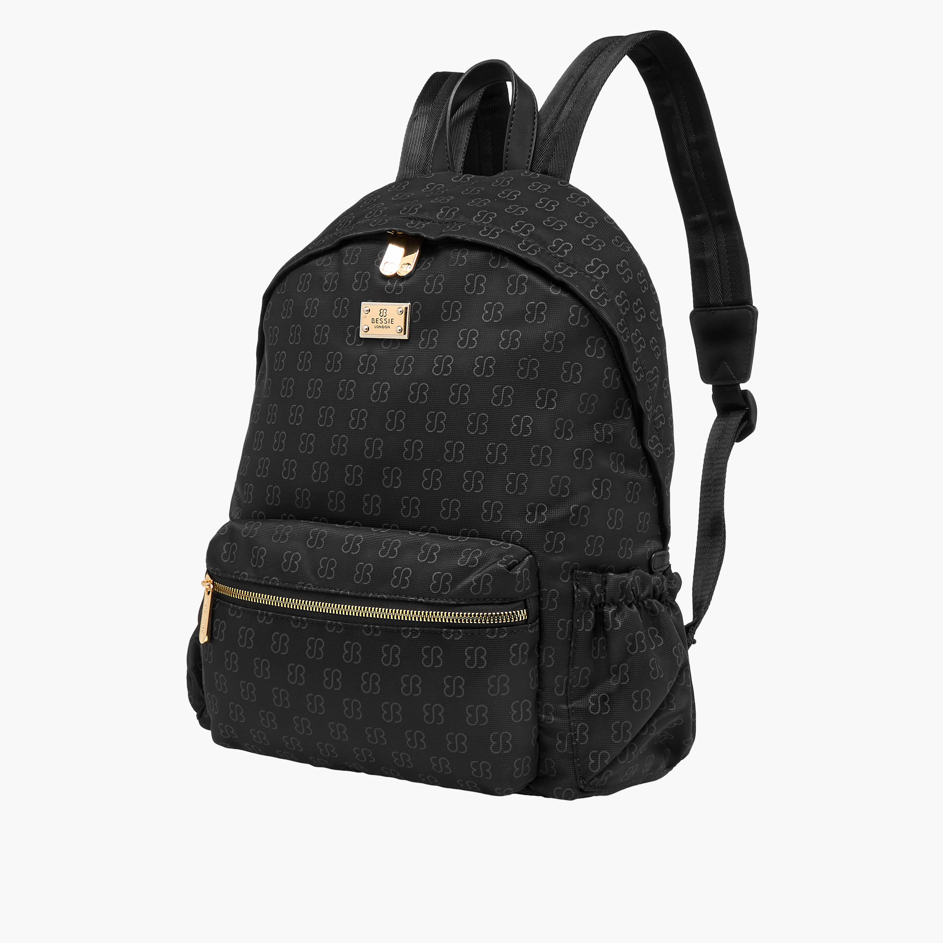 Bessie London Monogram Print Backpack with Adjustable Shoulder Straps and Pouch - 30x39x13 cms-women-bagsandwallets-backpacks-image-3