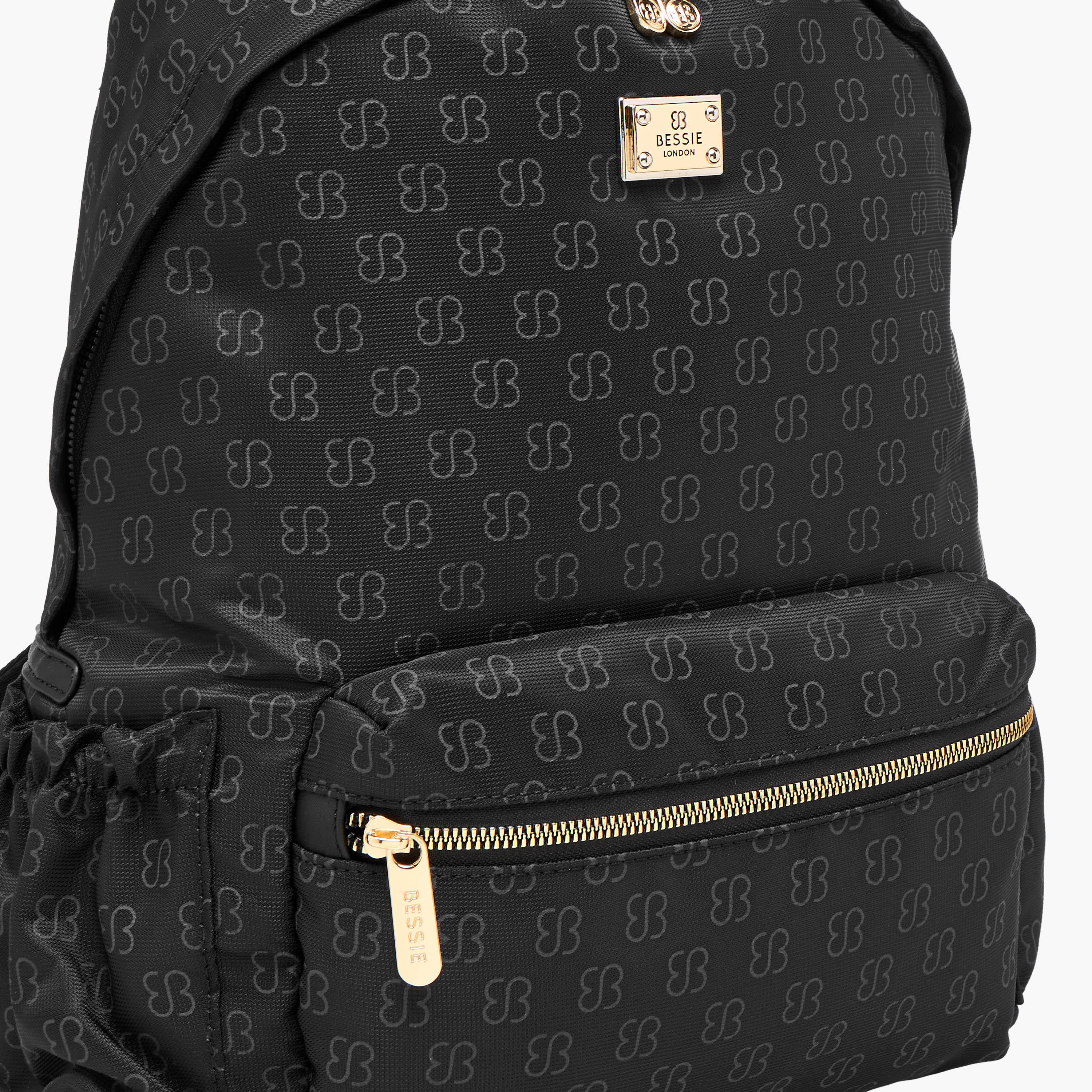 Bessie London Monogram Print Backpack with Adjustable Shoulder Straps and Pouch - 30x39x13 cms-women-bagsandwallets-backpacks-image-5