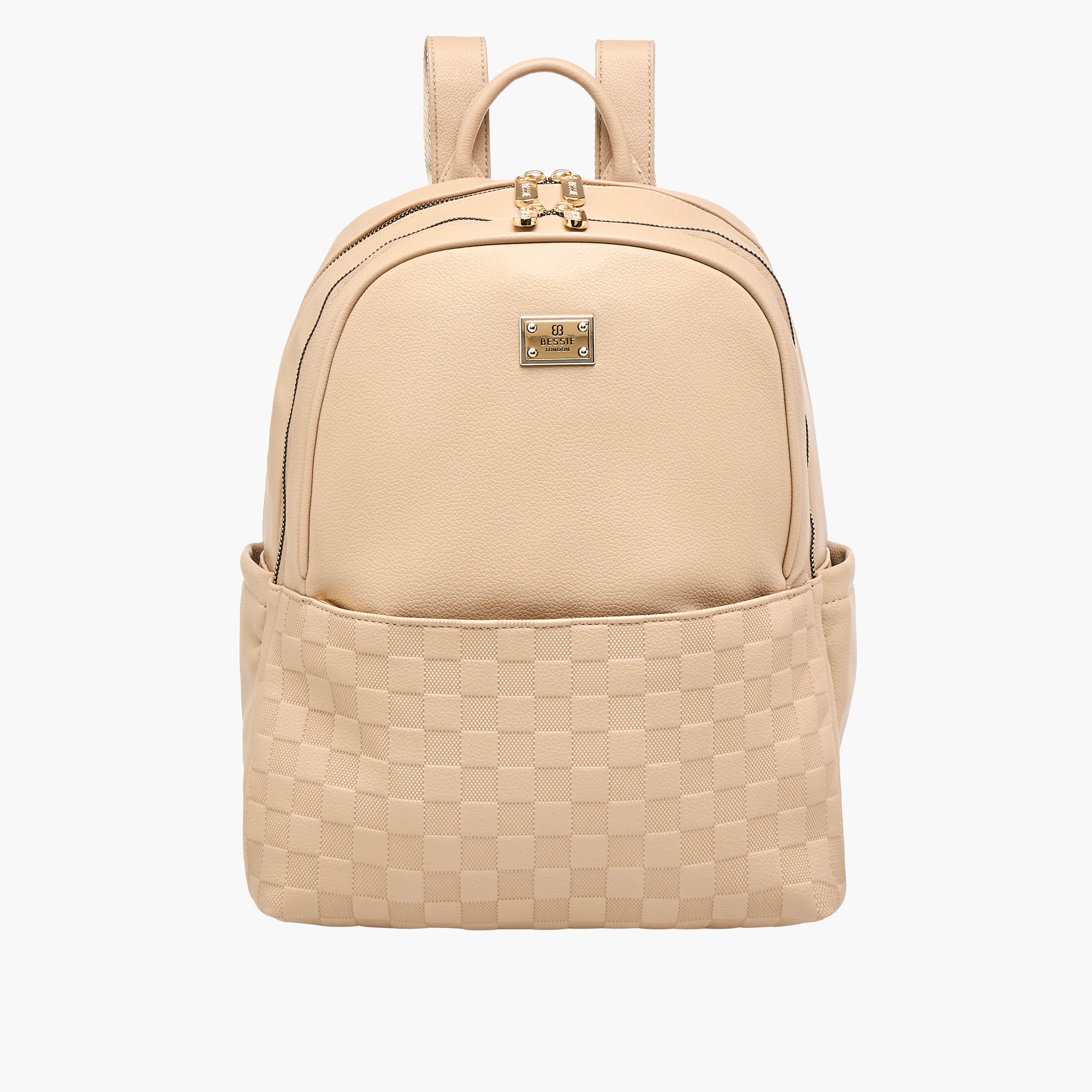 Bessie London Embossed Backpack with Adjustable Shoulder Straps and Zip Closure - 29x37x19 cms-women-bagsandwallets-backpacks-image-1