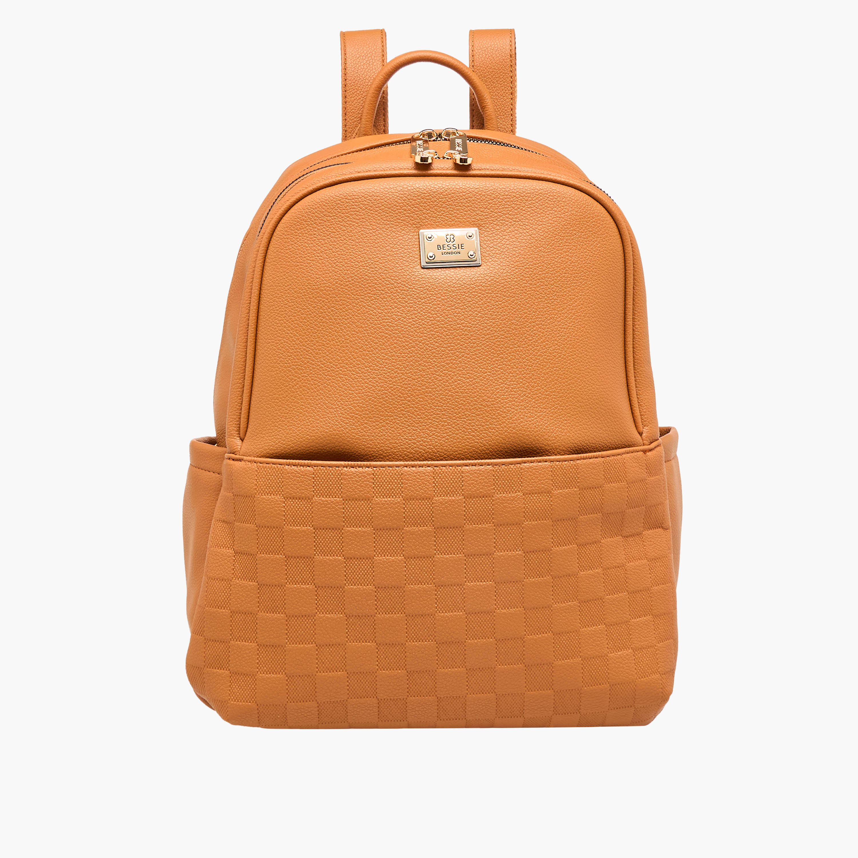 Bessie London Embossed Backpack with Adjustable Shoulder Straps and Zip Closure - 29x37x19 cms-women-bagsandwallets-backpacks-image-1
