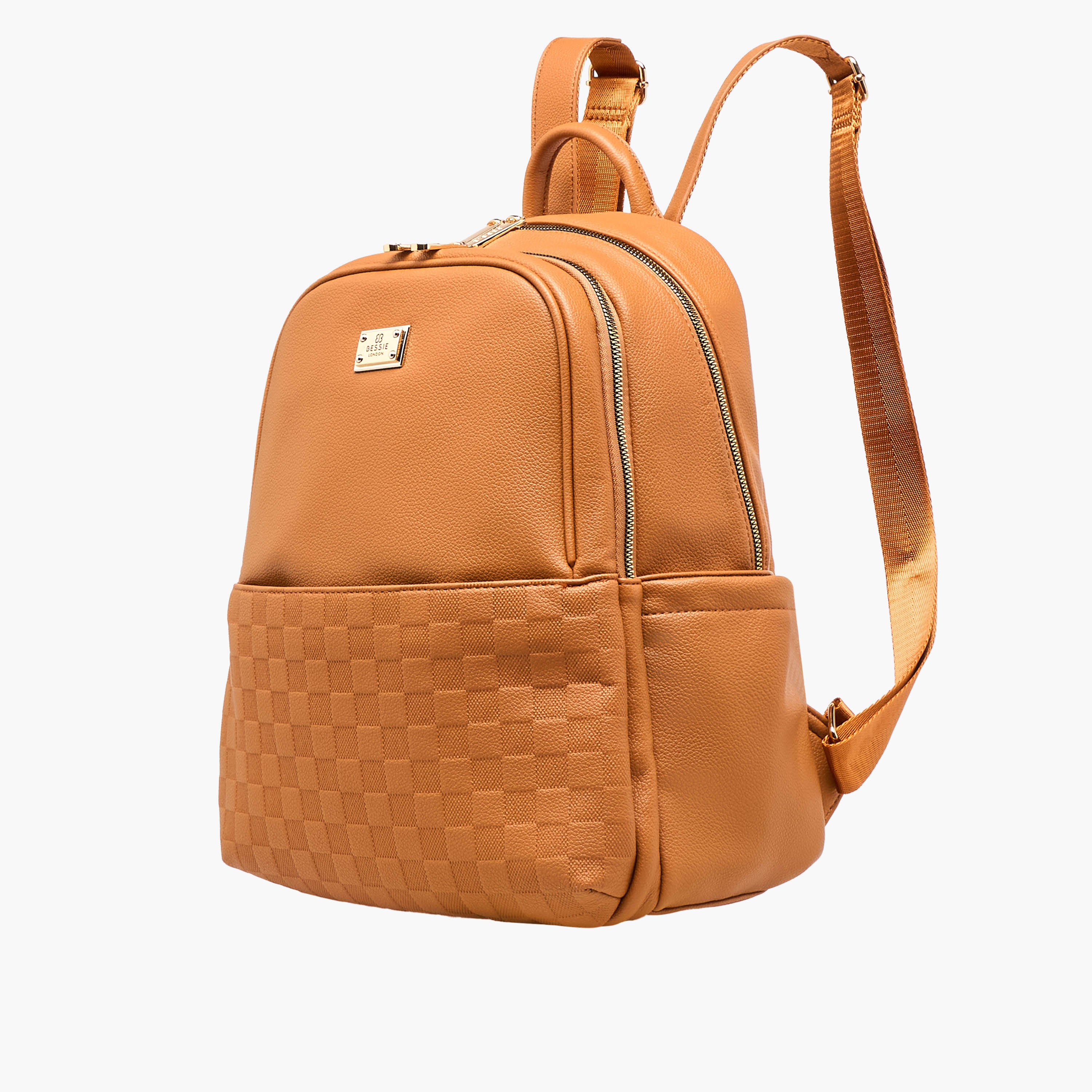 Bessie London Embossed Backpack with Adjustable Shoulder Straps and Zip Closure - 29x37x19 cms-women-bagsandwallets-backpacks-image-3