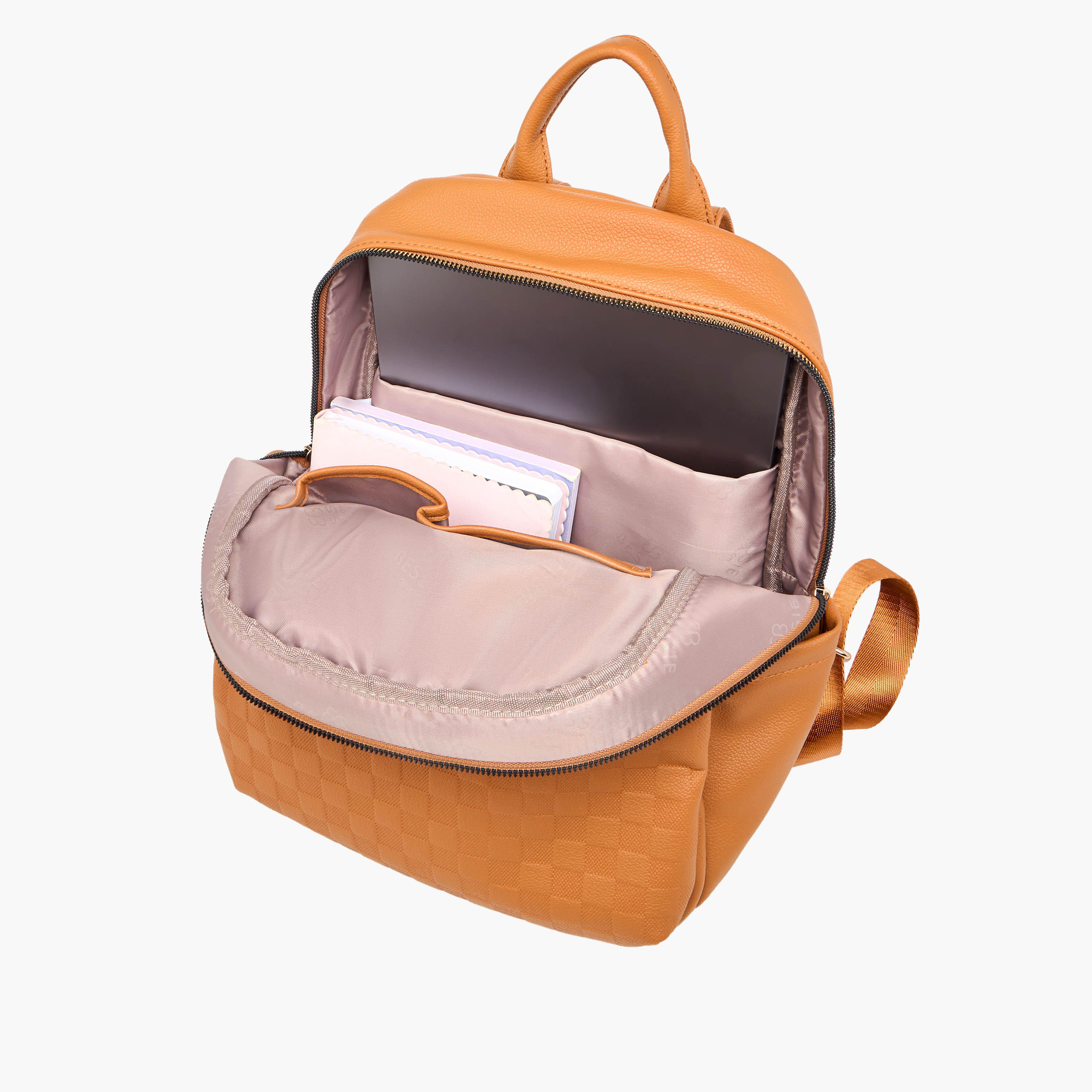 Bessie London Embossed Backpack with Adjustable Shoulder Straps and Zip Closure - 29x37x19 cms-women-bagsandwallets-backpacks-image-7