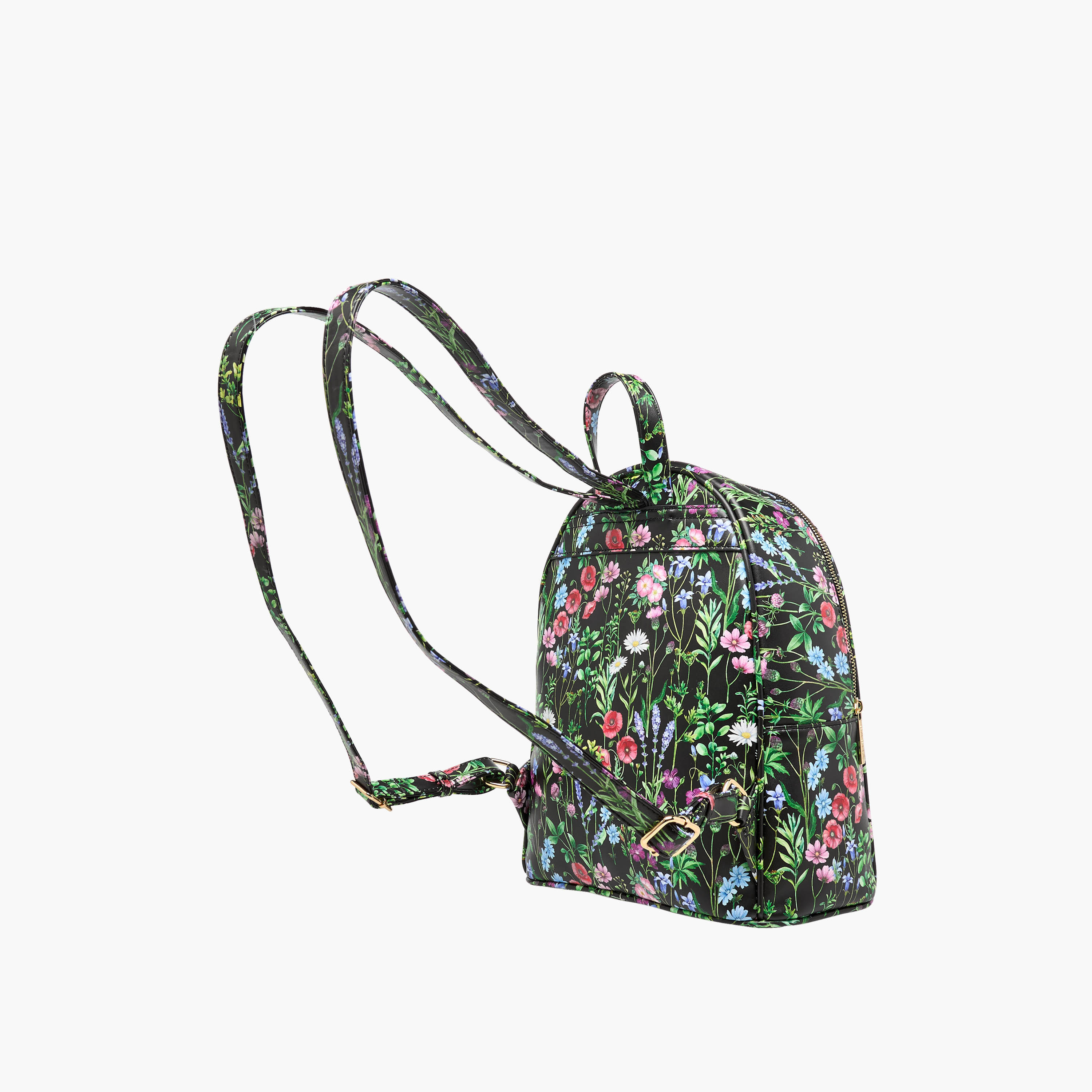 Sasha All-Over Floral Print Backpack with Adjustable Straps and Zip Closure - 26x17x32 cms-women-bagsandwallets-backpacks-image-4
