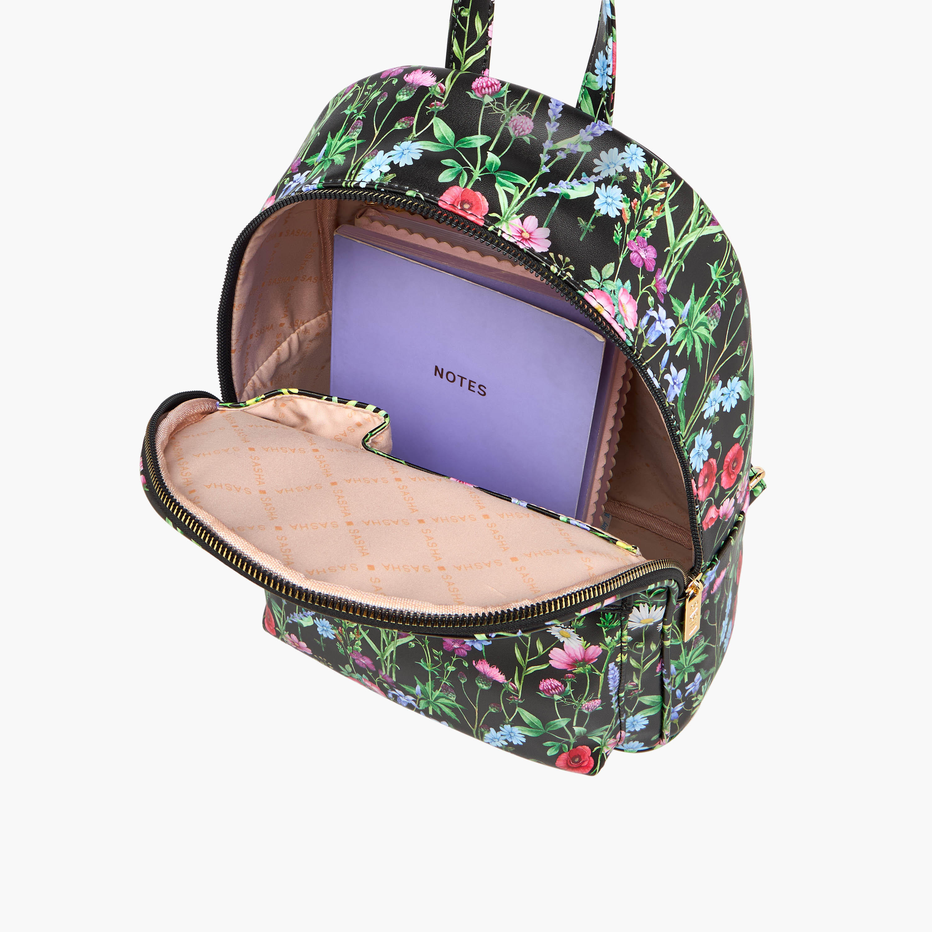 Sasha All-Over Floral Print Backpack with Adjustable Straps and Zip Closure - 26x17x32 cms-women-bagsandwallets-backpacks-image-7