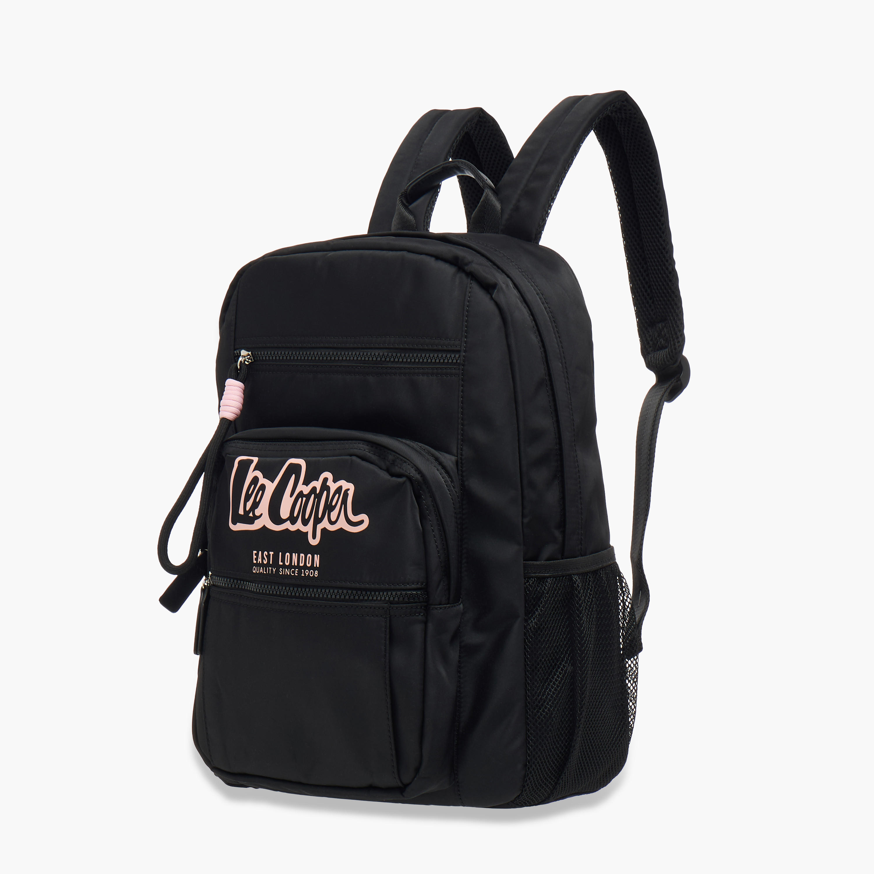 Lee Cooper Logo Print School Backpack with Adjustable Straps and Zip Closure - 32x13x42 cm-women-bagsandwallets-backpacks-image-2