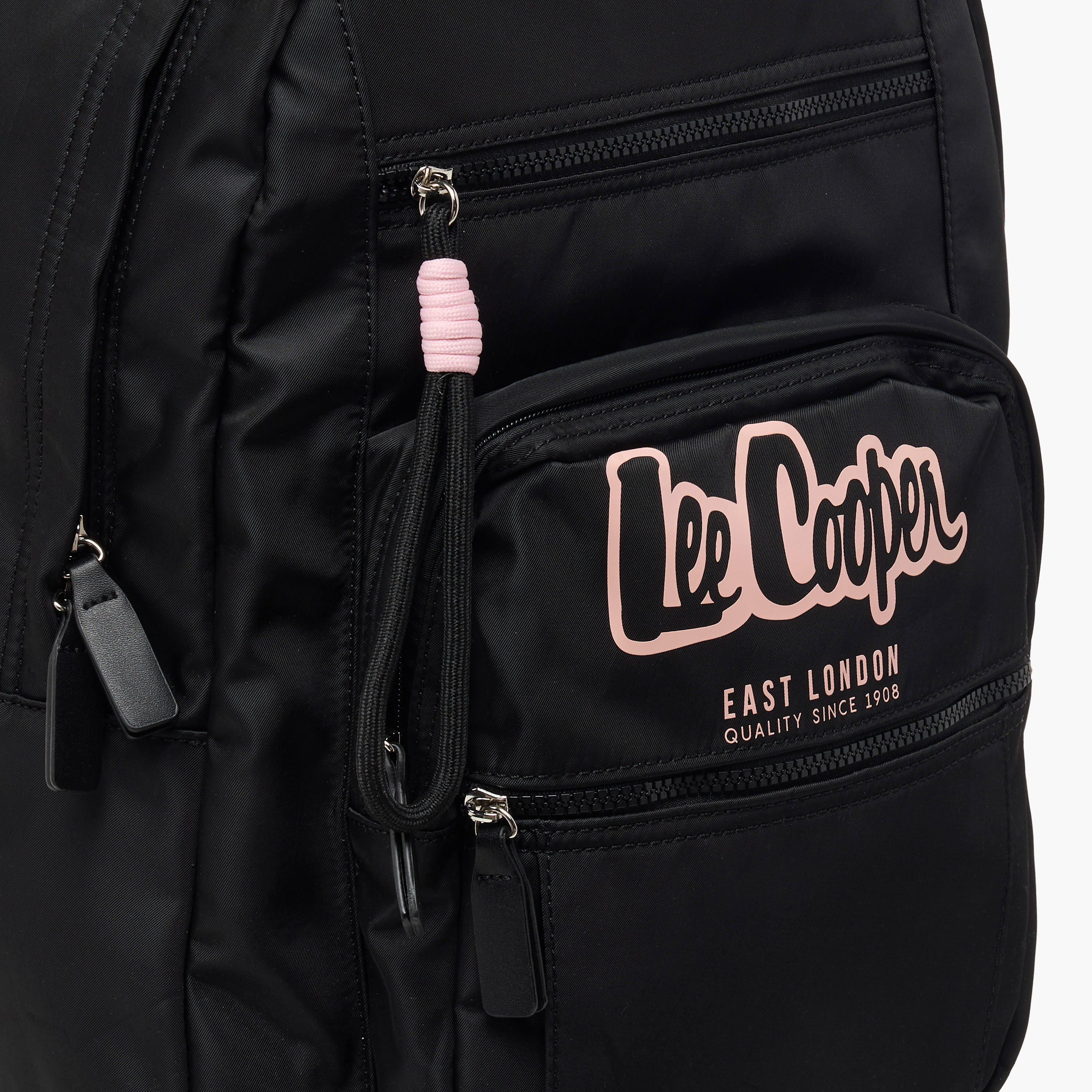 Lee Cooper Logo Print School Backpack with Adjustable Straps and Zip Closure - 32x13x42 cm-women-bagsandwallets-backpacks-image-5