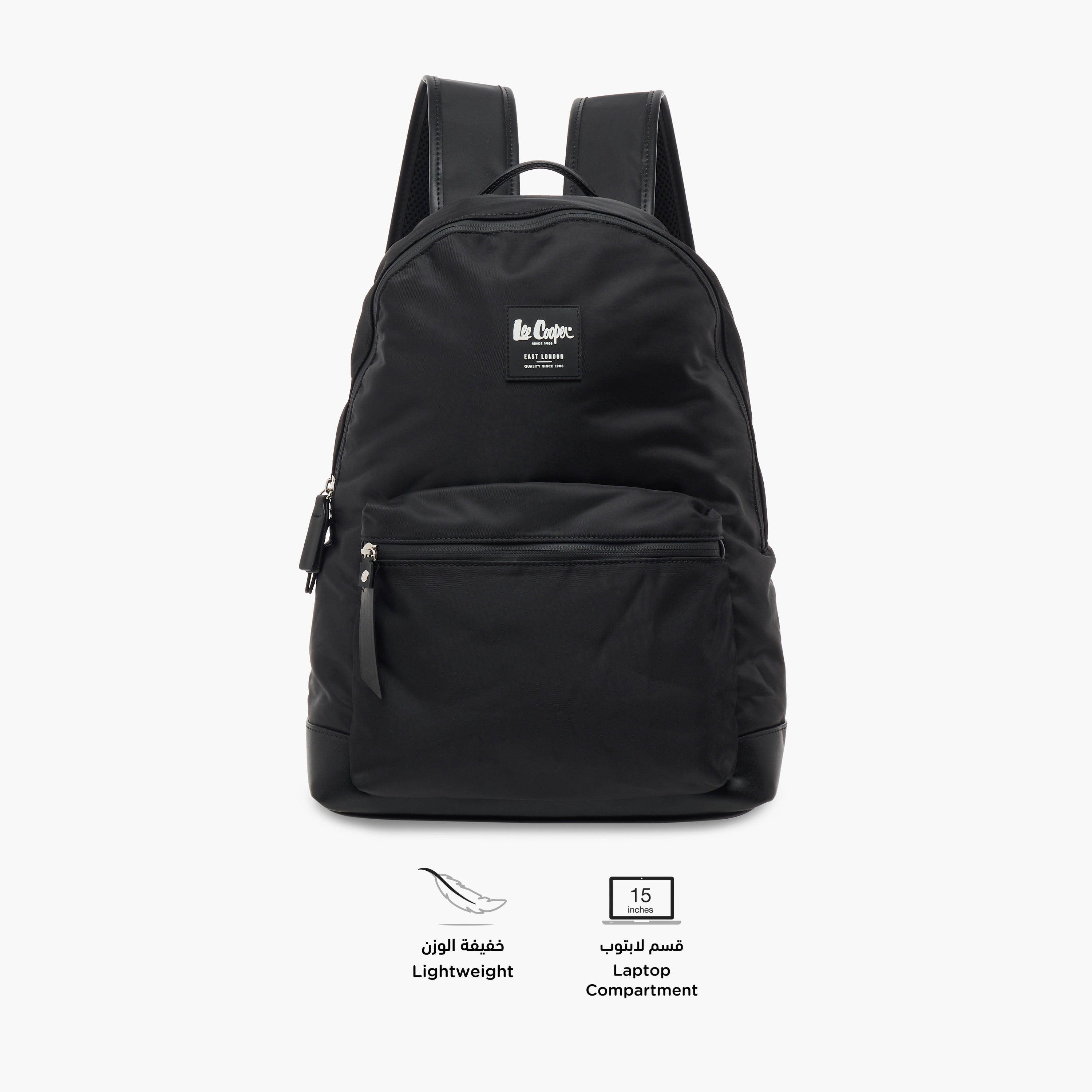 Lee Cooper Solid School Backpack with Adjustable Straps and Zip Closure - 30x13x41 cm-women-bagsandwallets-backpacks-image-4