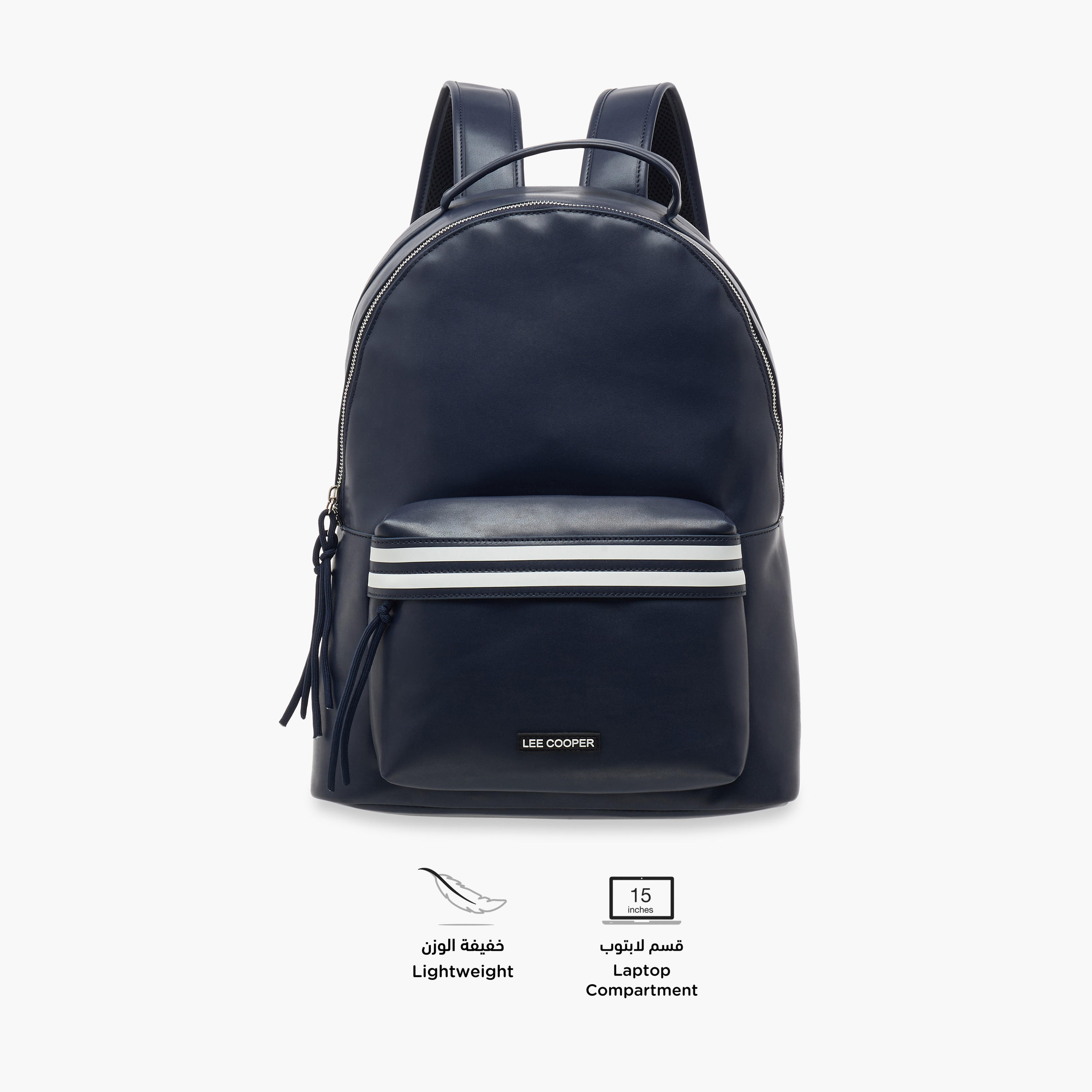 Lee Cooper Solid School Backpack with Adjustable Straps and Zip Closure - 32x16x41 cm-men-bags-image-4