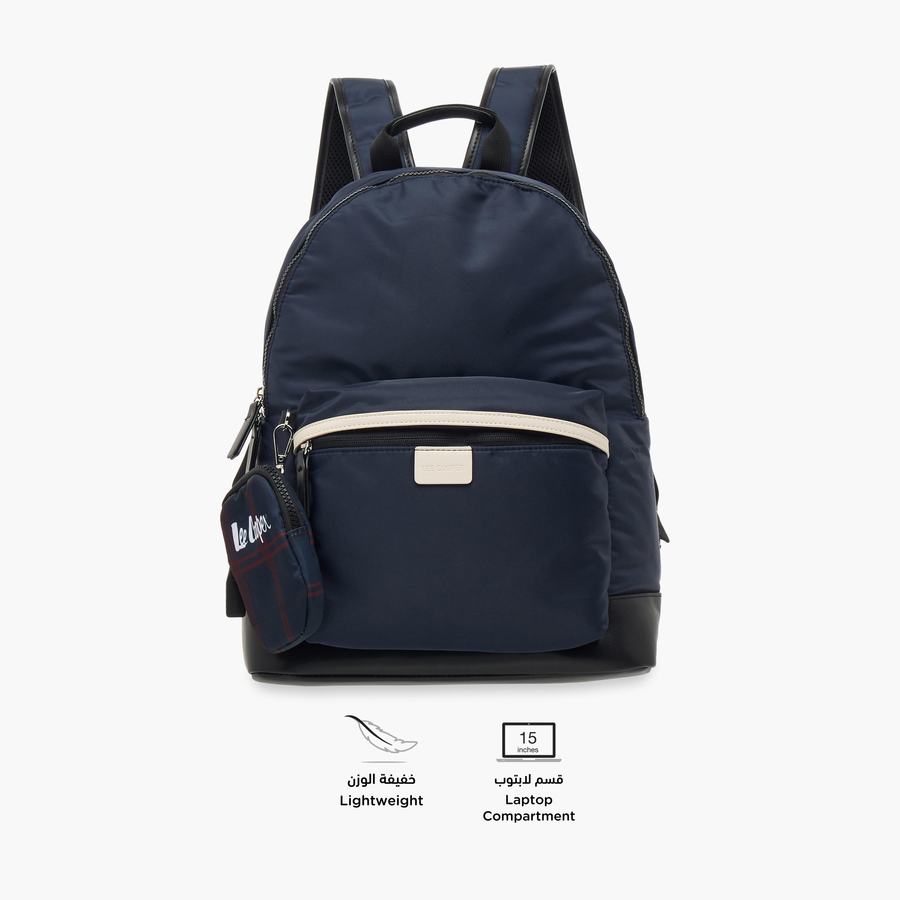 Lee Cooper Solid School Backpack and Zip Closure and Pouch - 31x15x41 cm-women-bagsandwallets-backpacks-image-4