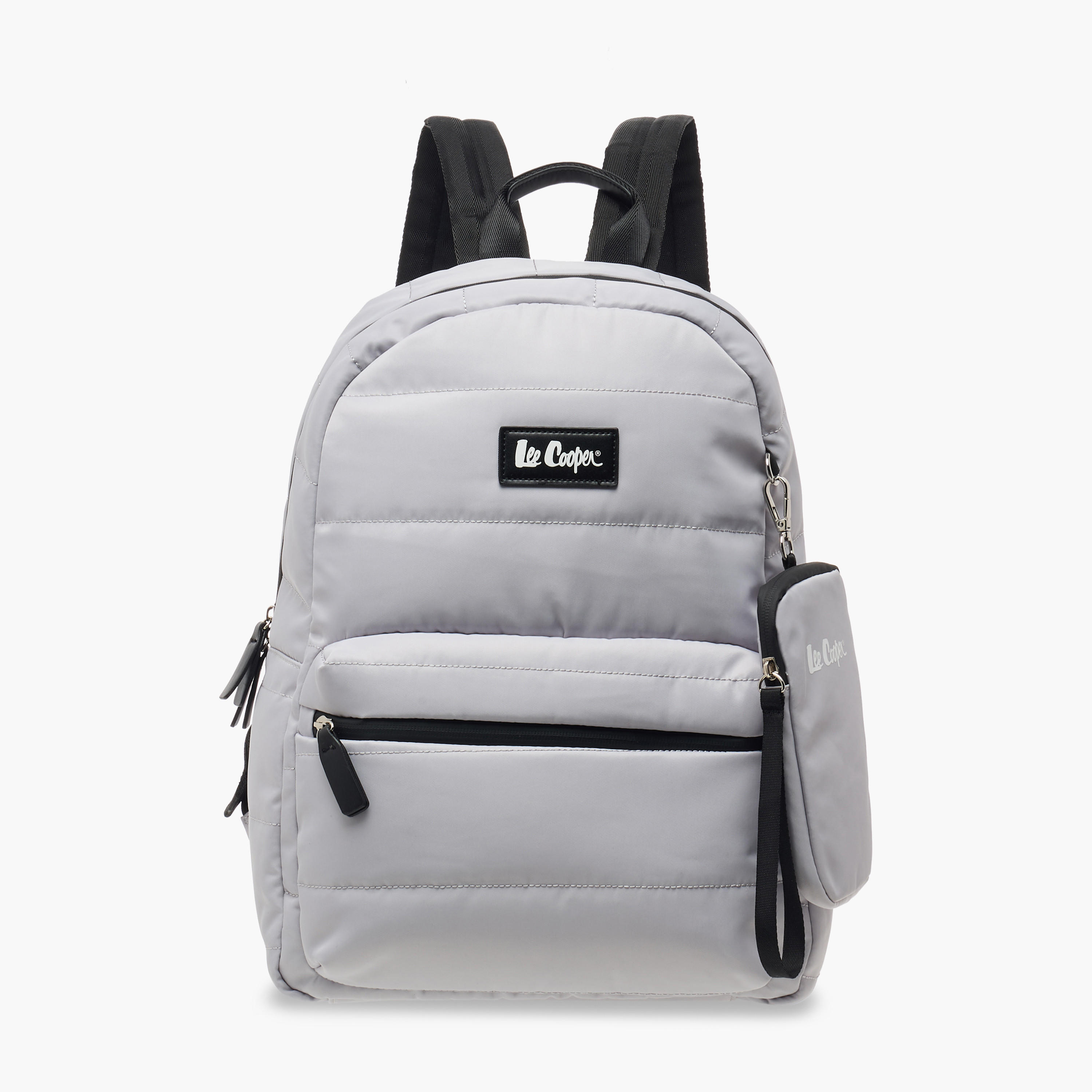 Lee Cooper Solid School Backpack with Zip Closure and Pouch - 31x14x42 cm-women-bagsandwallets-backpacks-image-1