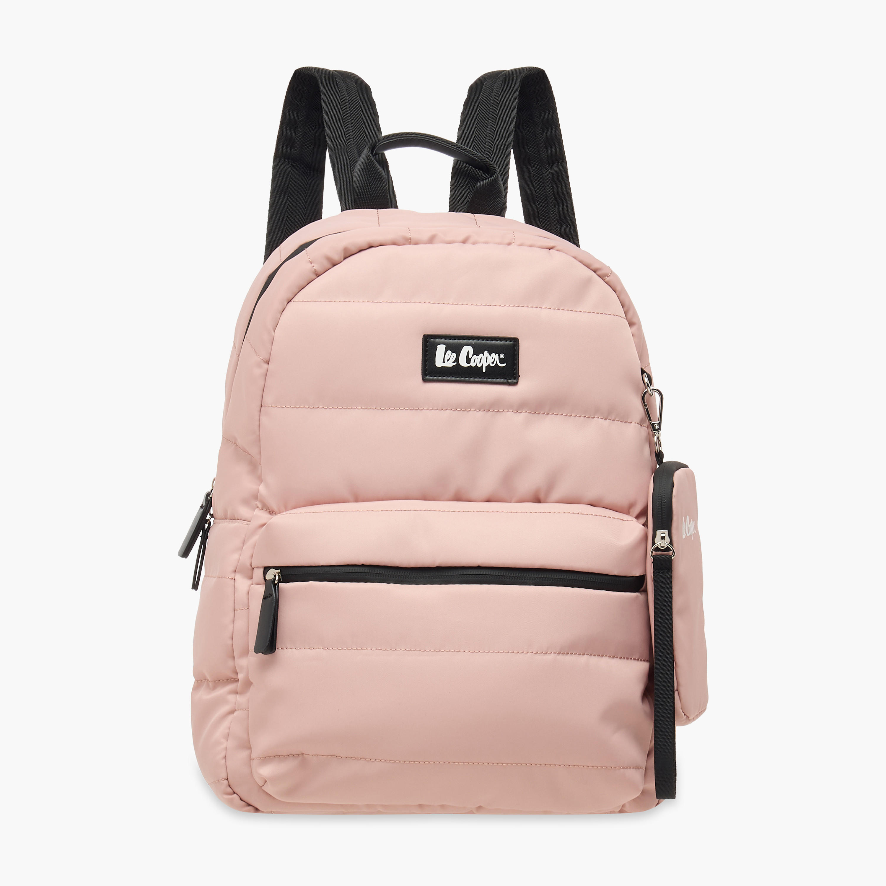 Lee Cooper Solid School Backpack with Zip Closure and Pouch - 31x14x42 cm-women-bagsandwallets-backpacks-image-1