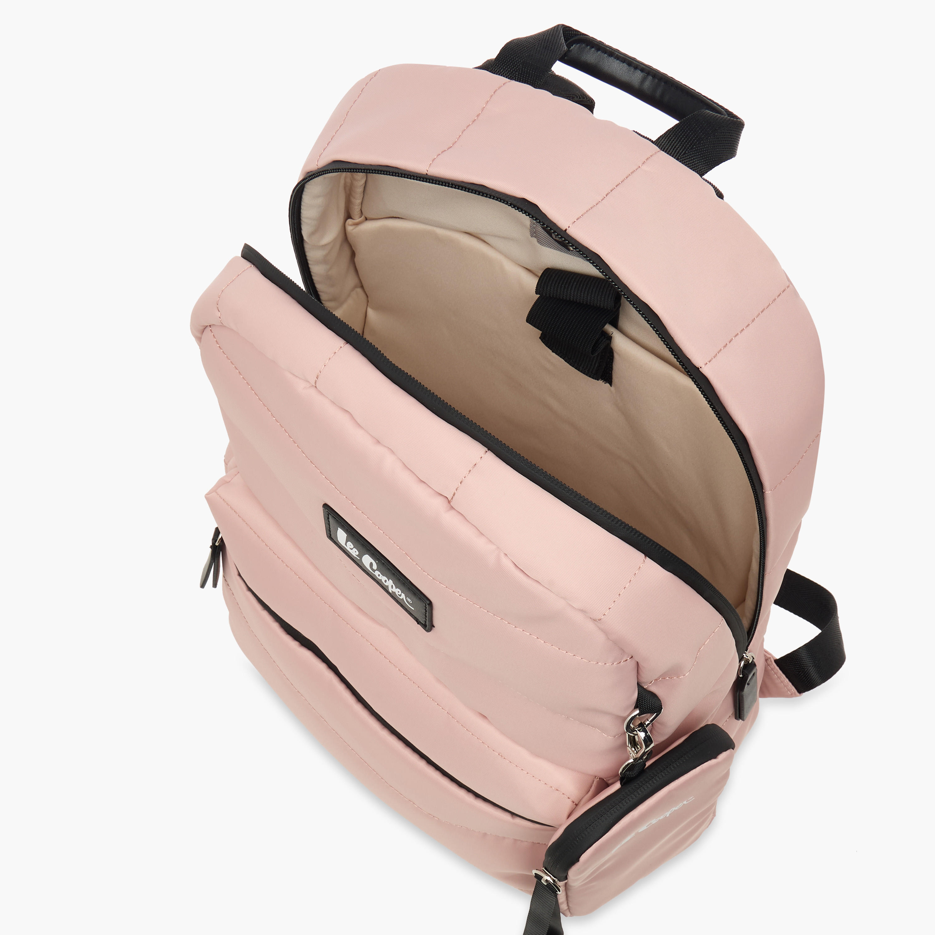 Lee Cooper Solid School Backpack with Zip Closure and Pouch - 31x14x42 cm-women-bagsandwallets-backpacks-image-6