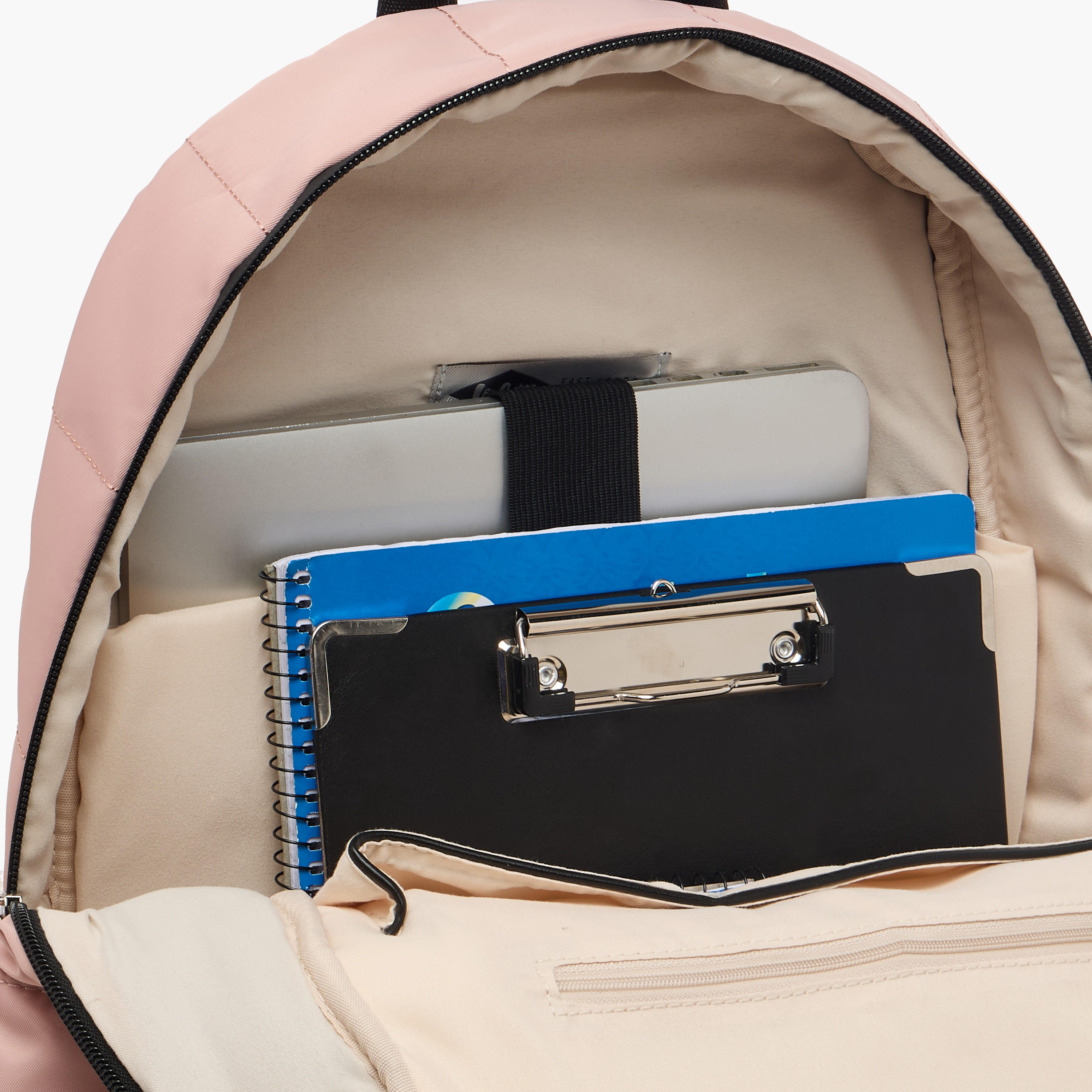 Lee Cooper Solid School Backpack with Zip Closure and Pouch - 31x14x42 cm-women-bagsandwallets-backpacks-image-7