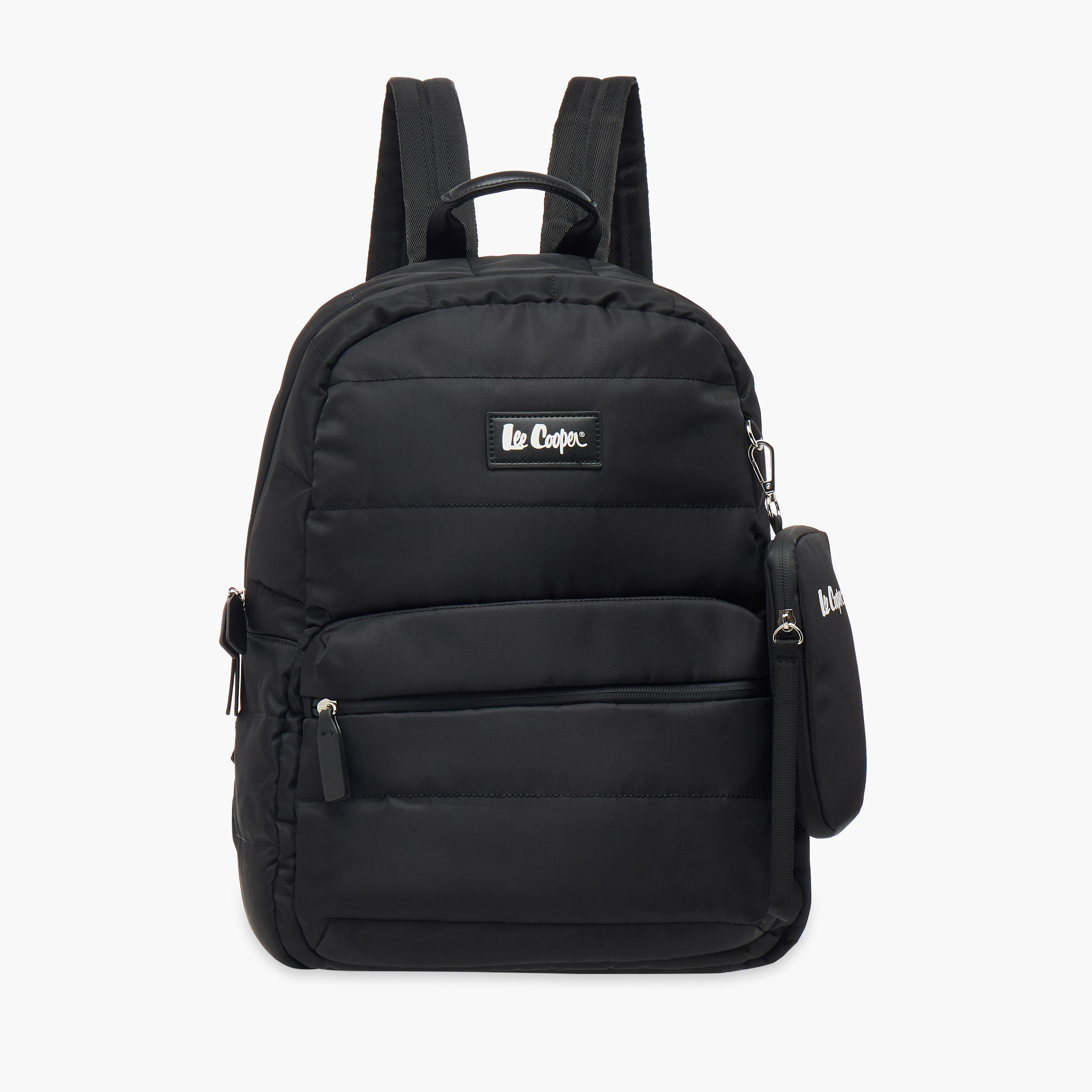 Lee Cooper Solid School Backpack with Zip Closure and Pouch - 31x14x42 cm-women-bagsandwallets-backpacks-image-1