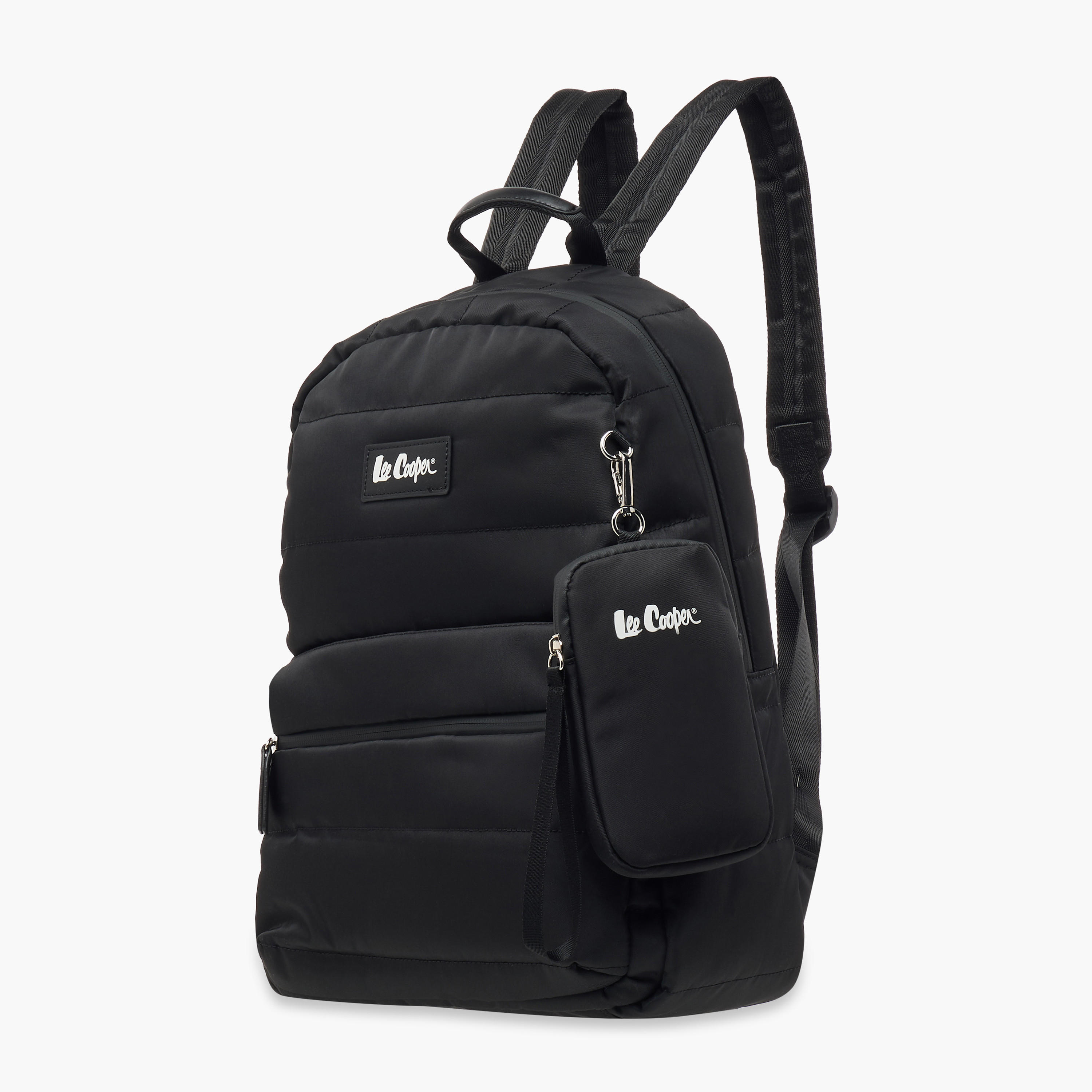 Lee Cooper Solid School Backpack with Zip Closure and Pouch - 31x14x42 cm-women-bagsandwallets-backpacks-image-2