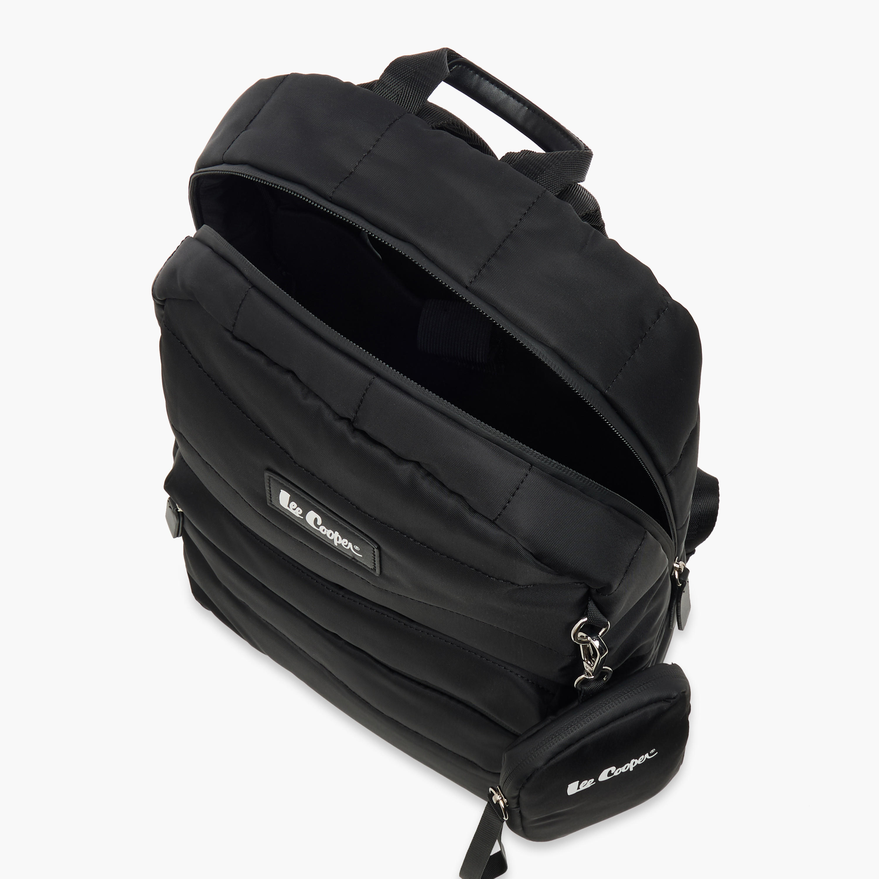 Lee Cooper Solid School Backpack with Zip Closure and Pouch - 31x14x42 cm-women-bagsandwallets-backpacks-image-5