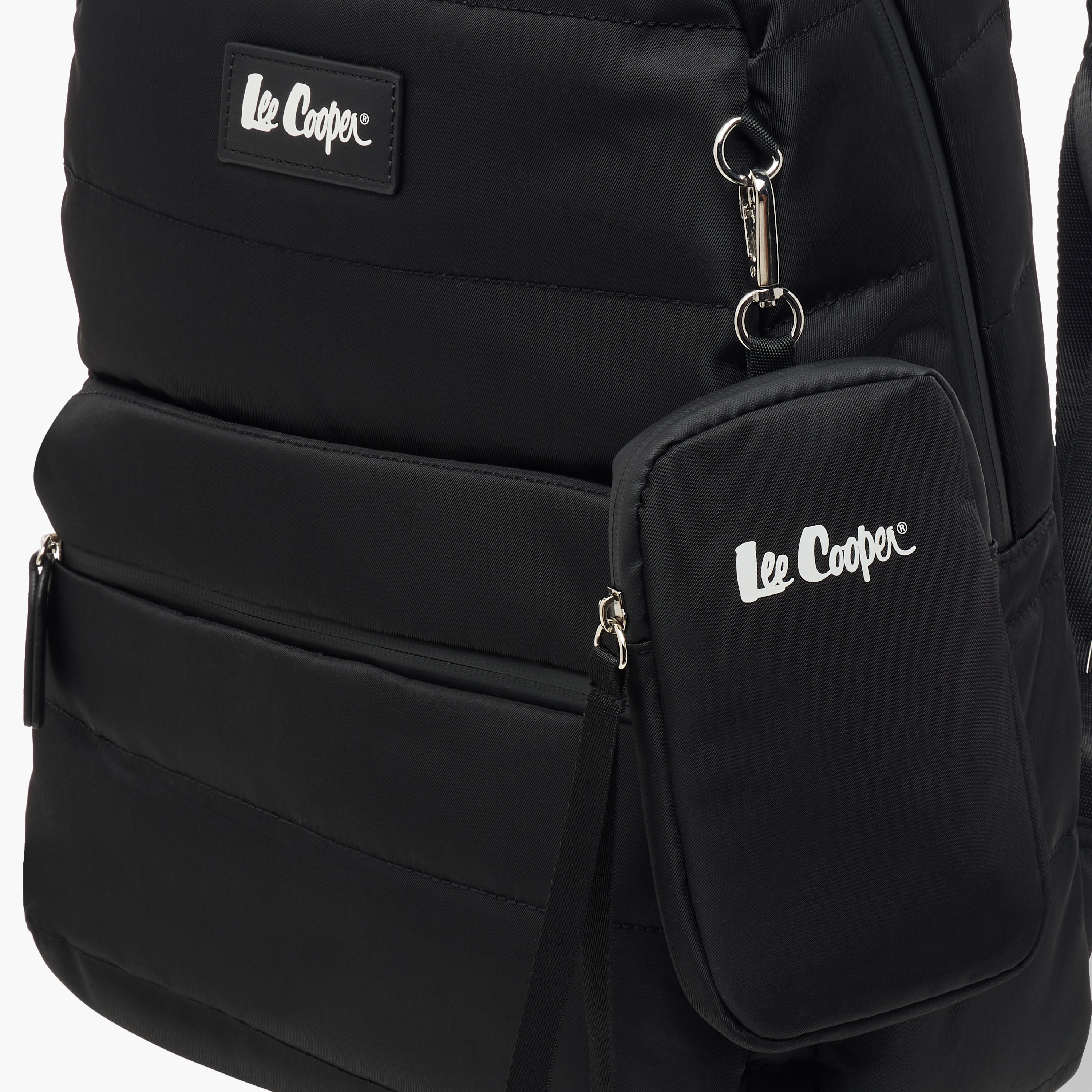 Lee Cooper Solid School Backpack with Zip Closure and Pouch - 31x14x42 cm-women-bagsandwallets-backpacks-image-6