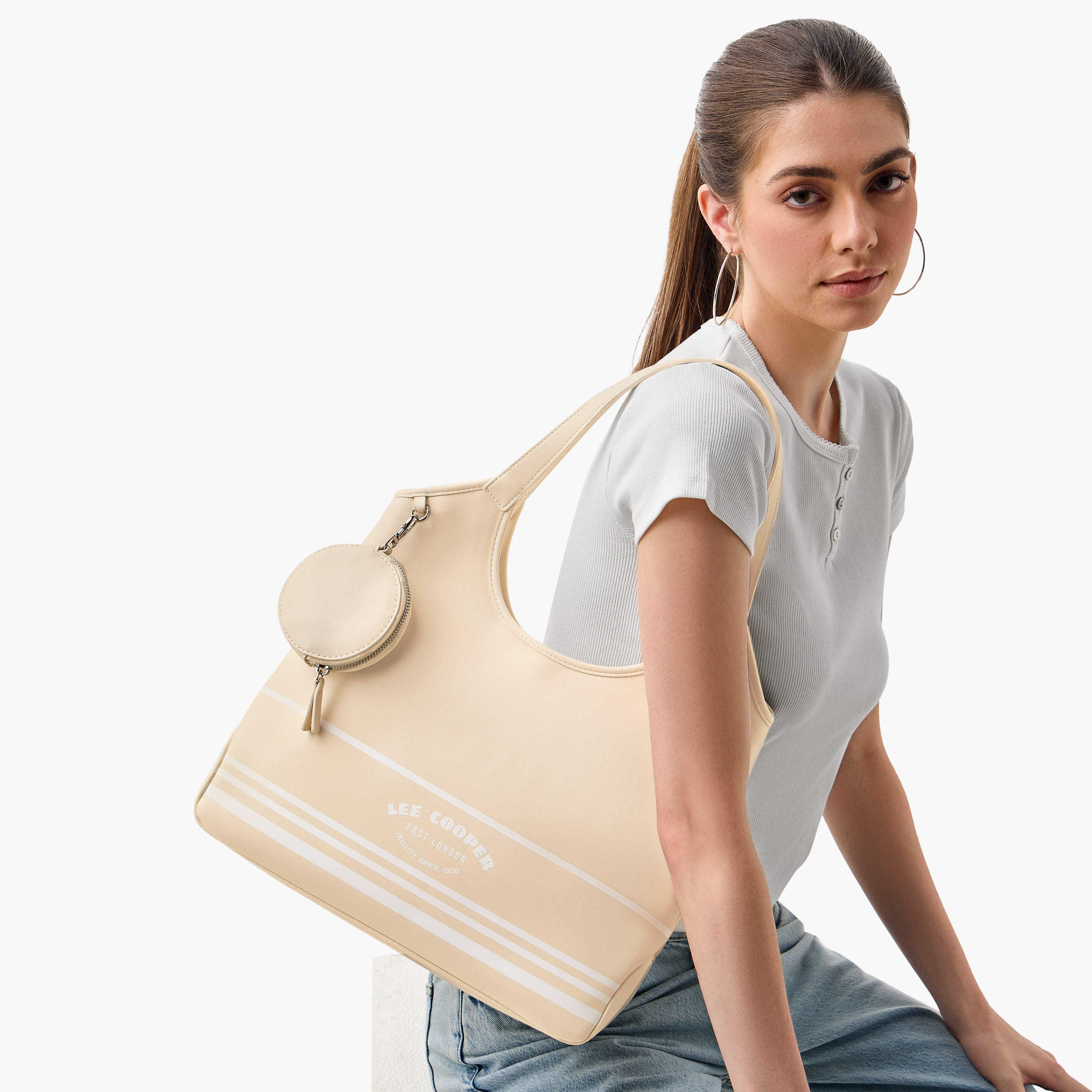 Lee Cooper Printed Tote Bag with Coin Purse and Zip Closure-women-bagsandwallets-handbags-image-2