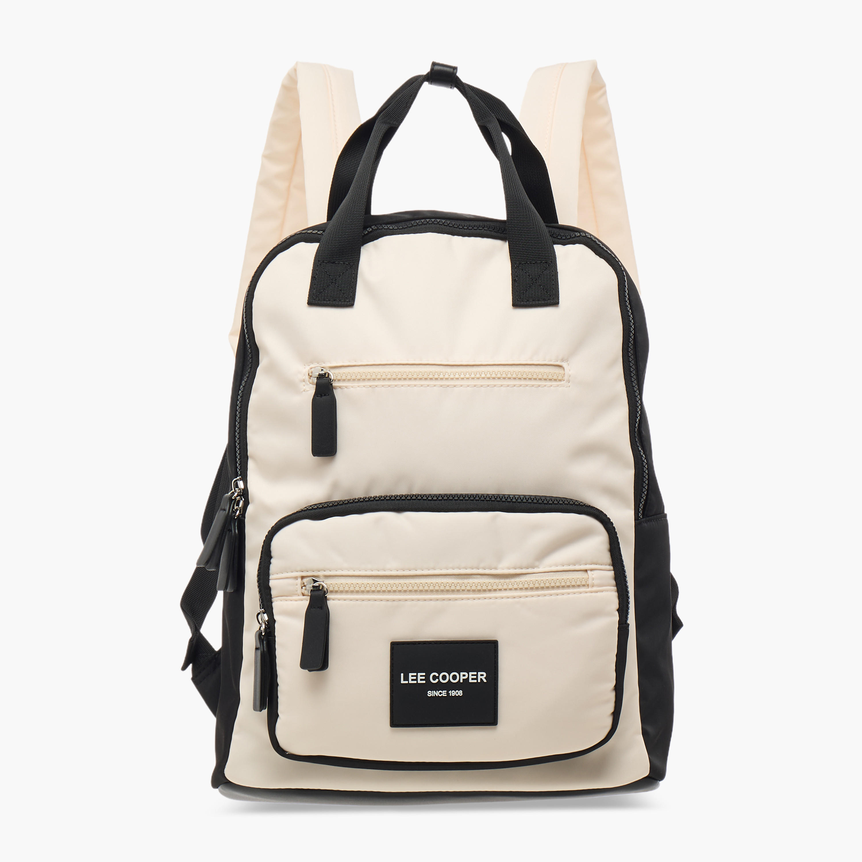 Lee Cooper Colourblock School Backpack with Adjustable Straps and Zip Closure - 31x13x38 cm-women-bagsandwallets-backpacks-image-1