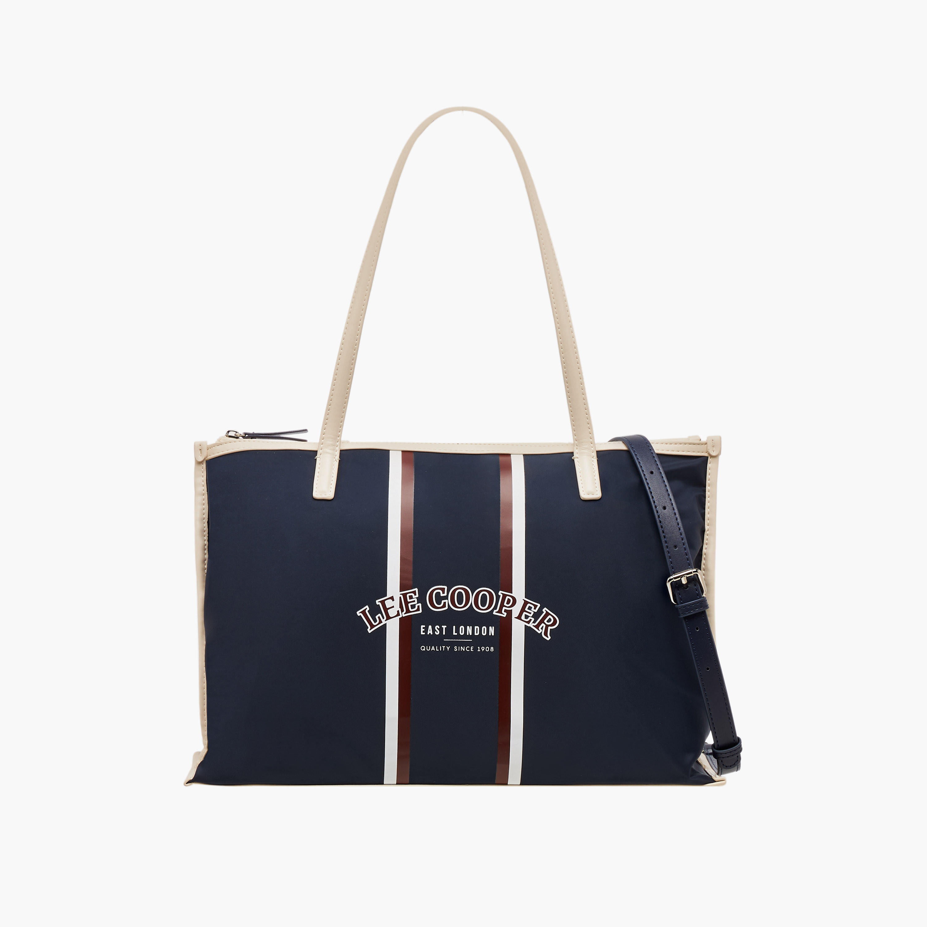 Lee Cooper Logo Print Tote Bag with Double Handle-women-bagsandwallets-handbags-image-1