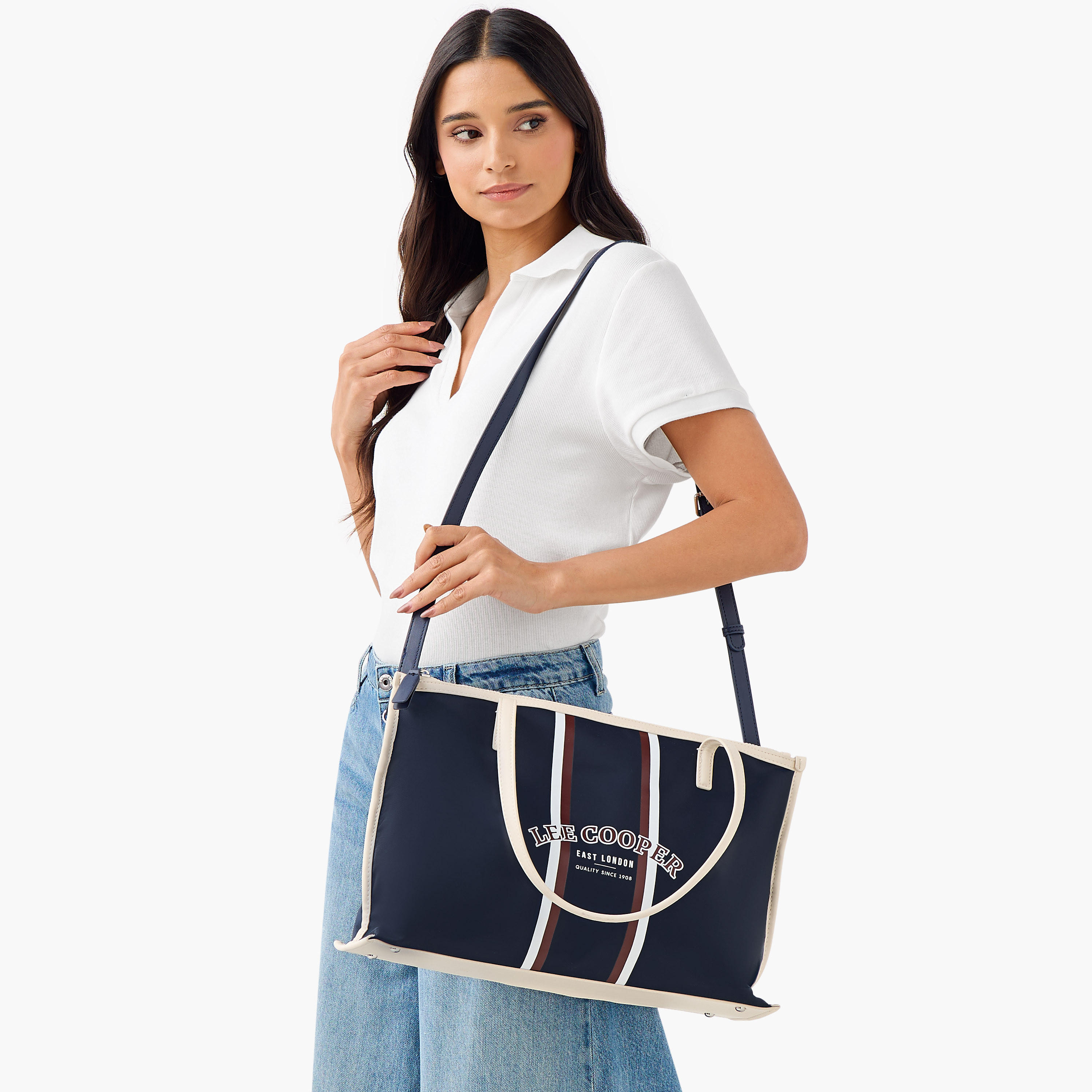 Lee Cooper Logo Print Tote Bag with Double Handle-women-bagsandwallets-handbags-image-2