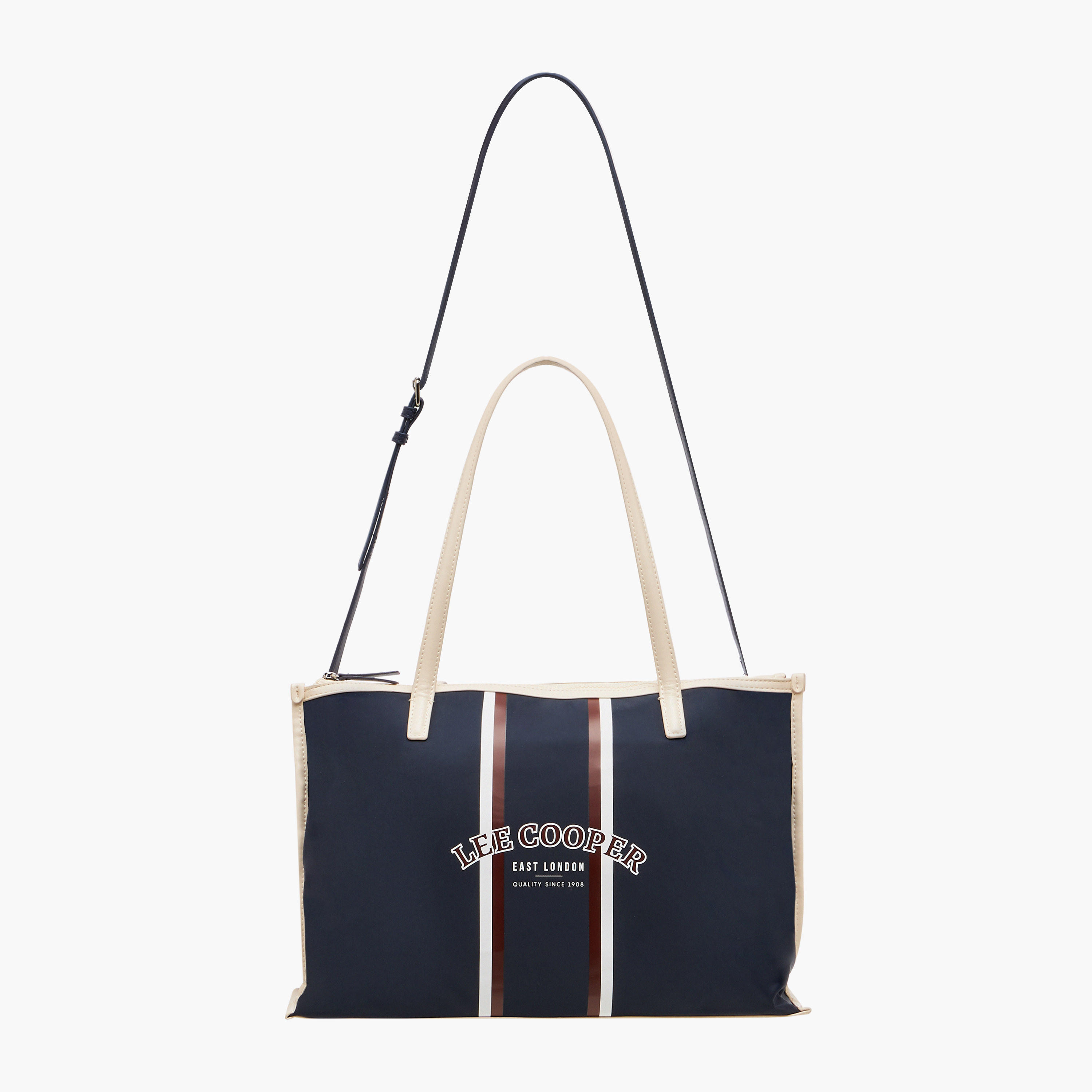 Lee Cooper Logo Print Tote Bag with Double Handle-women-bagsandwallets-handbags-image-3