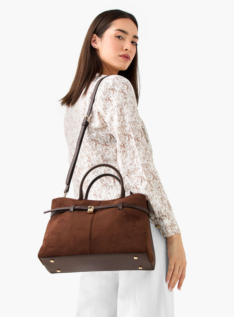شنطة توتي سادة بحزام قابل للفصل وزر إغلاق من سيليست-women-bagsandwallets-handbags-image-9