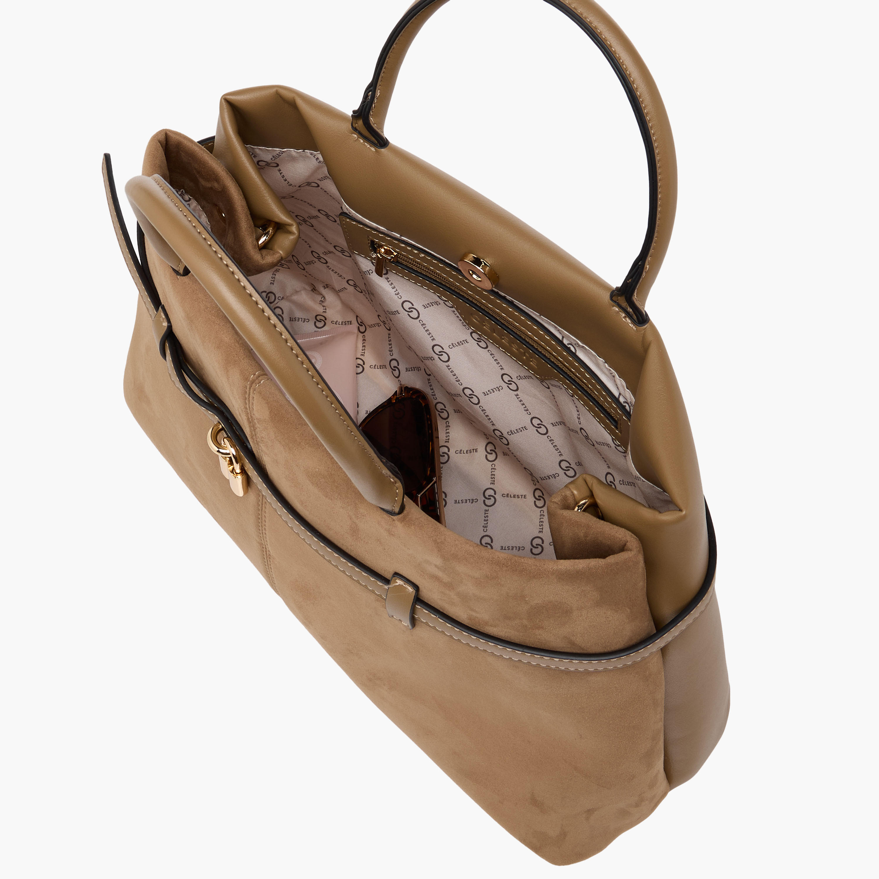 Celeste Solid Tote Bag with Detachable Strap and Button Closure-women-bagsandwallets-handbags-image-10