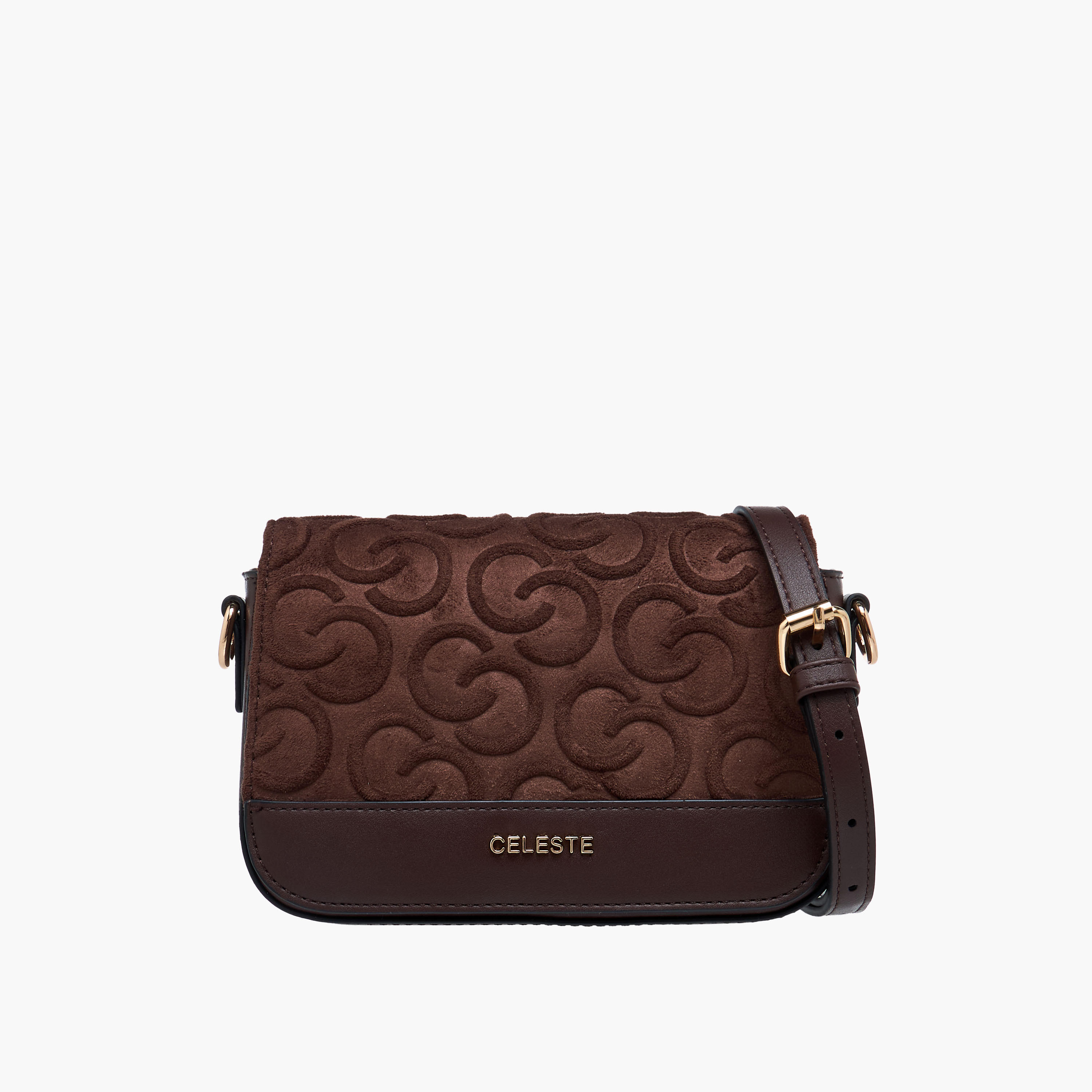 شنطة كروس بودي شمواه بطية إغلاق ونقوش مونوجرام من سيليست-women-bagsandwallets-handbags-image-9