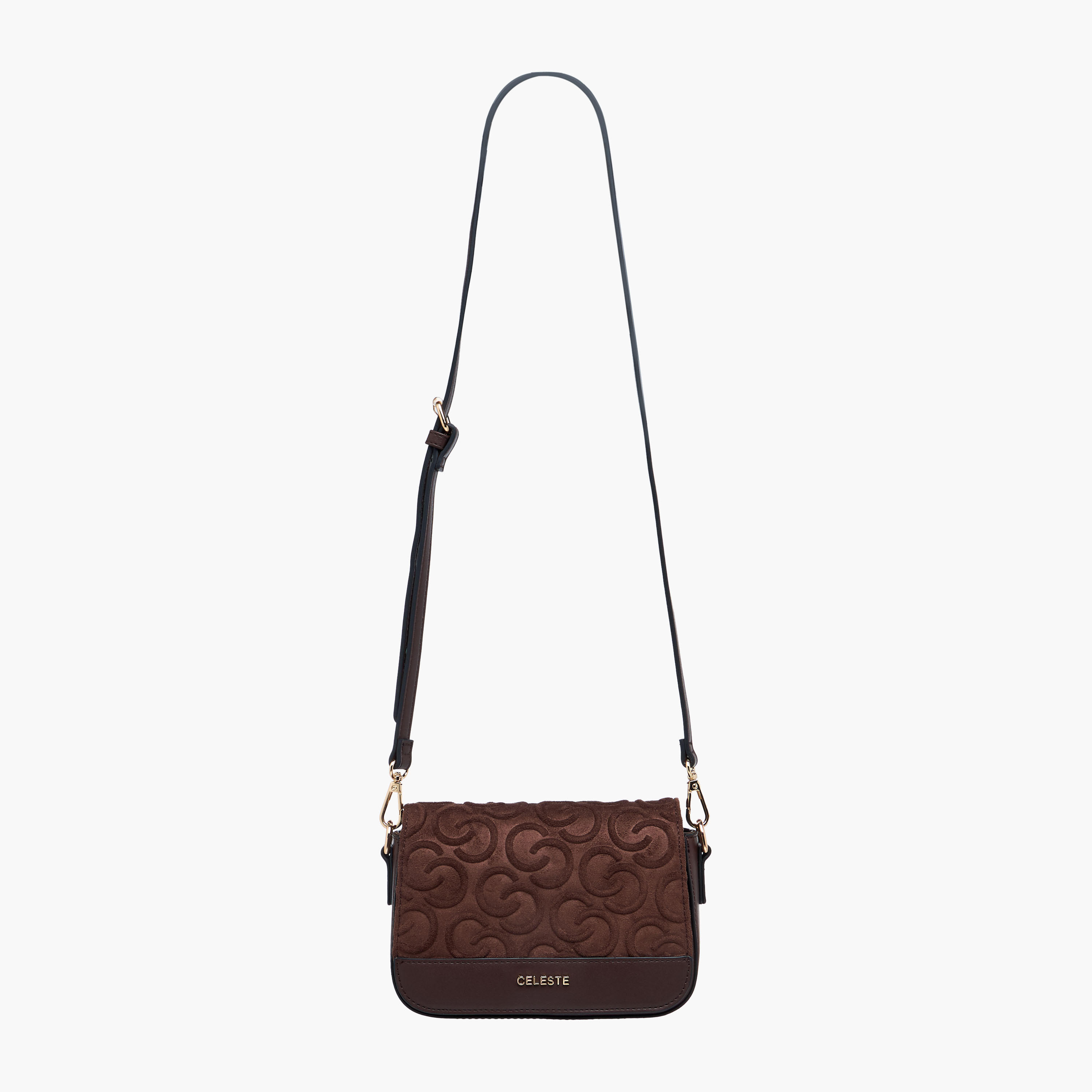 شنطة كروس بودي شمواه بطية إغلاق ونقوش مونوجرام من سيليست-women-bagsandwallets-handbags-image-7