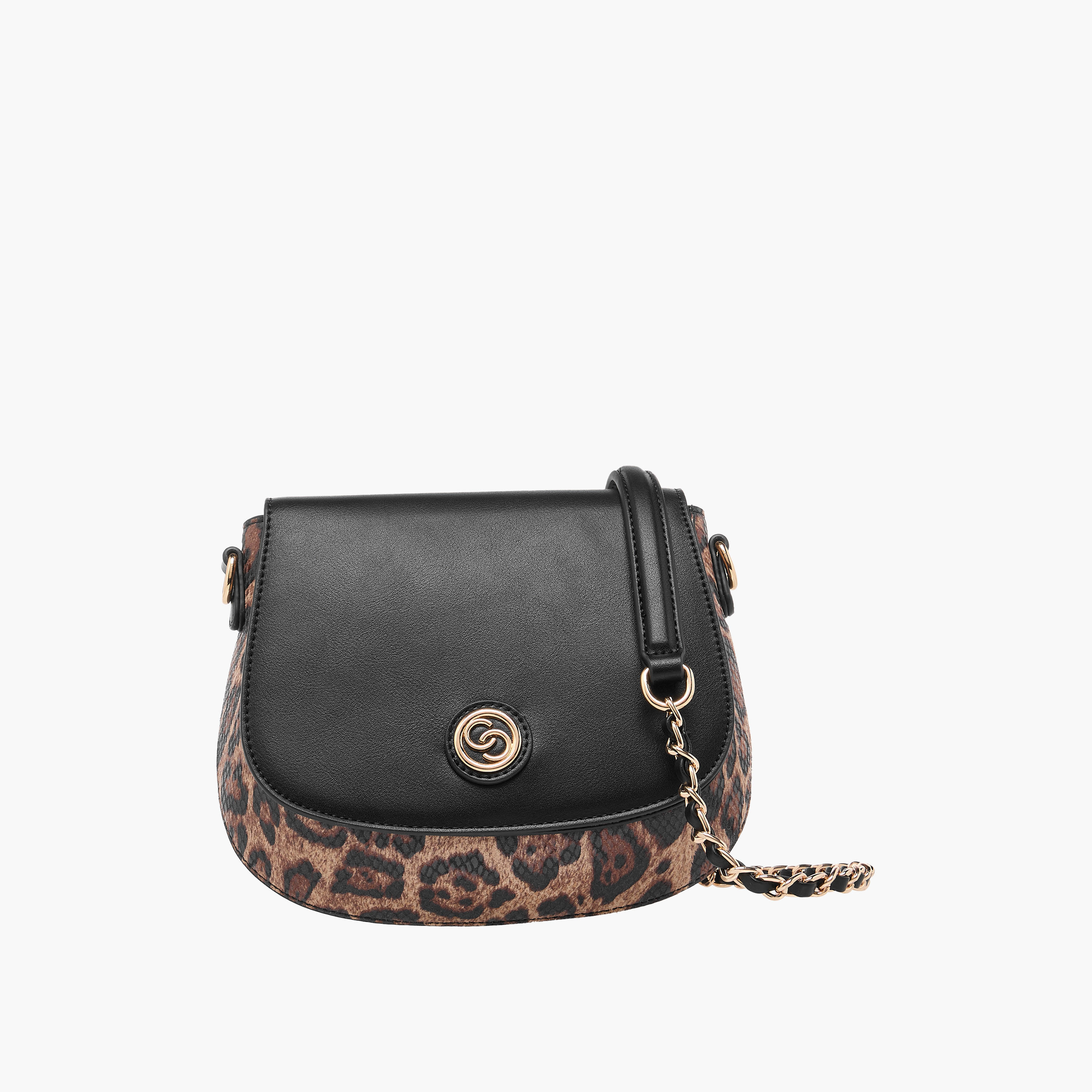Celeste Animal Print Crossbody Bag with Detachable Chain Strap and Button Closure-women-bagsandwallets-handbags-image-1