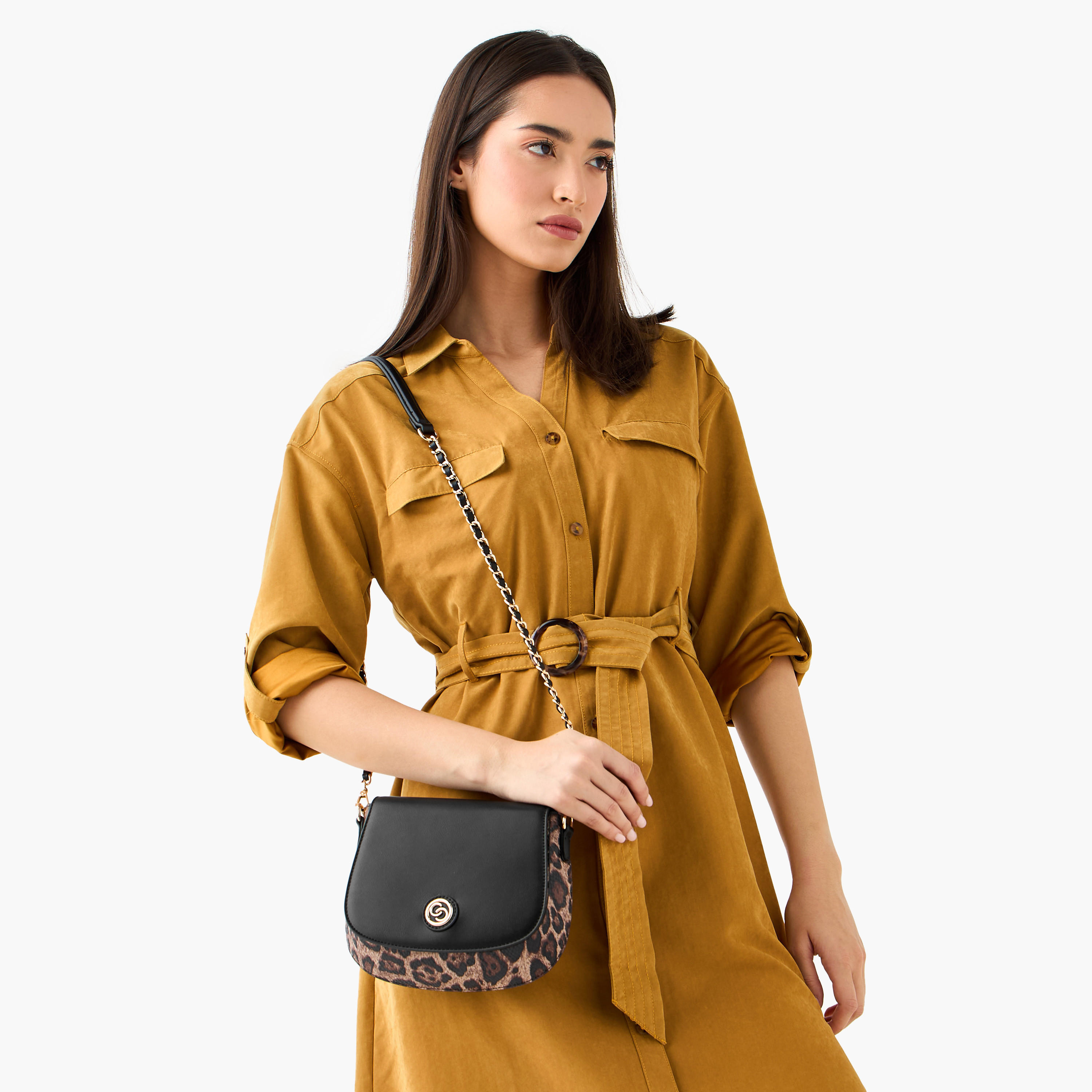 Celeste Animal Print Crossbody Bag with Detachable Chain Strap and Button Closure-women-bagsandwallets-handbags-image-2
