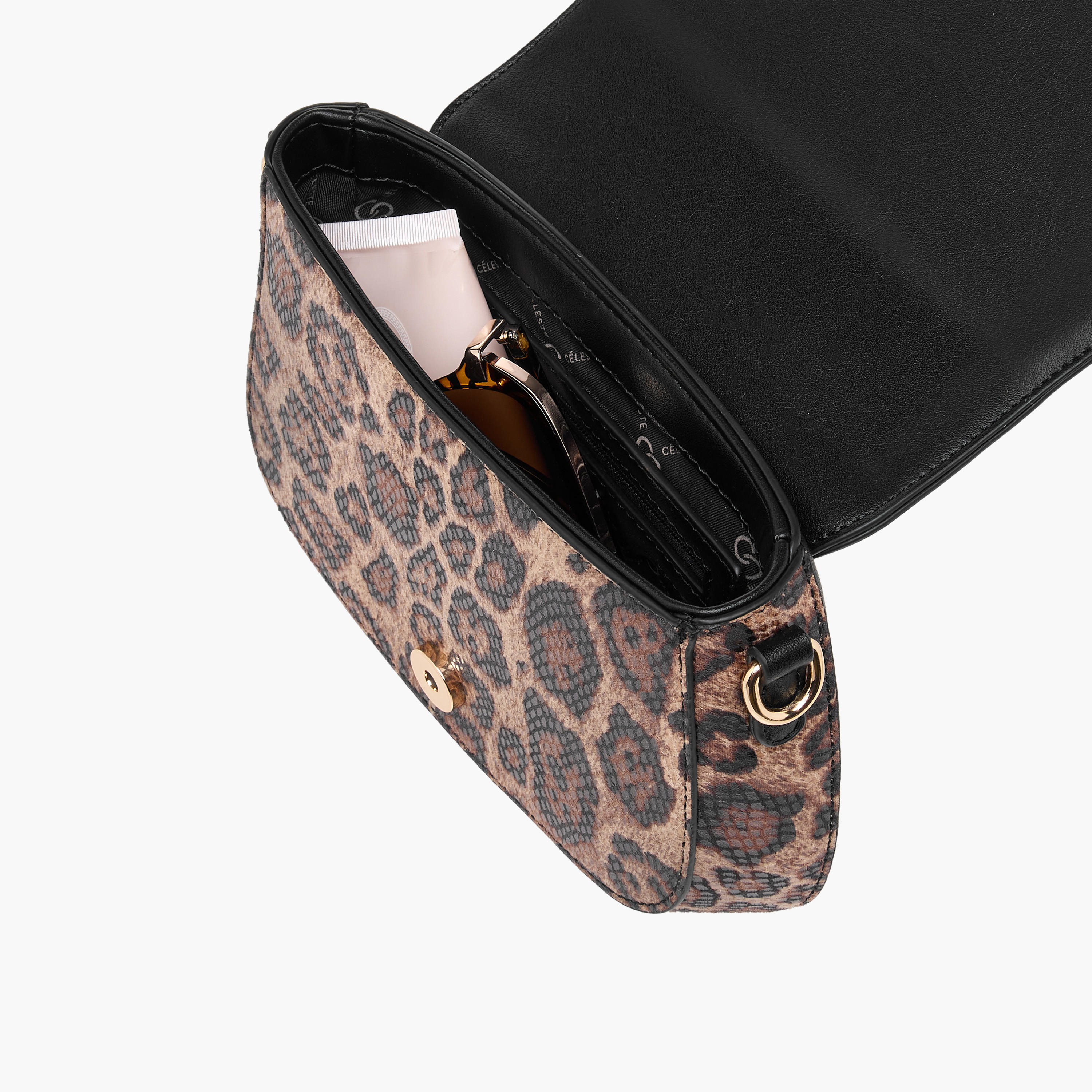 Celeste Animal Print Crossbody Bag with Detachable Chain Strap and Button Closure-women-bagsandwallets-handbags-image-9