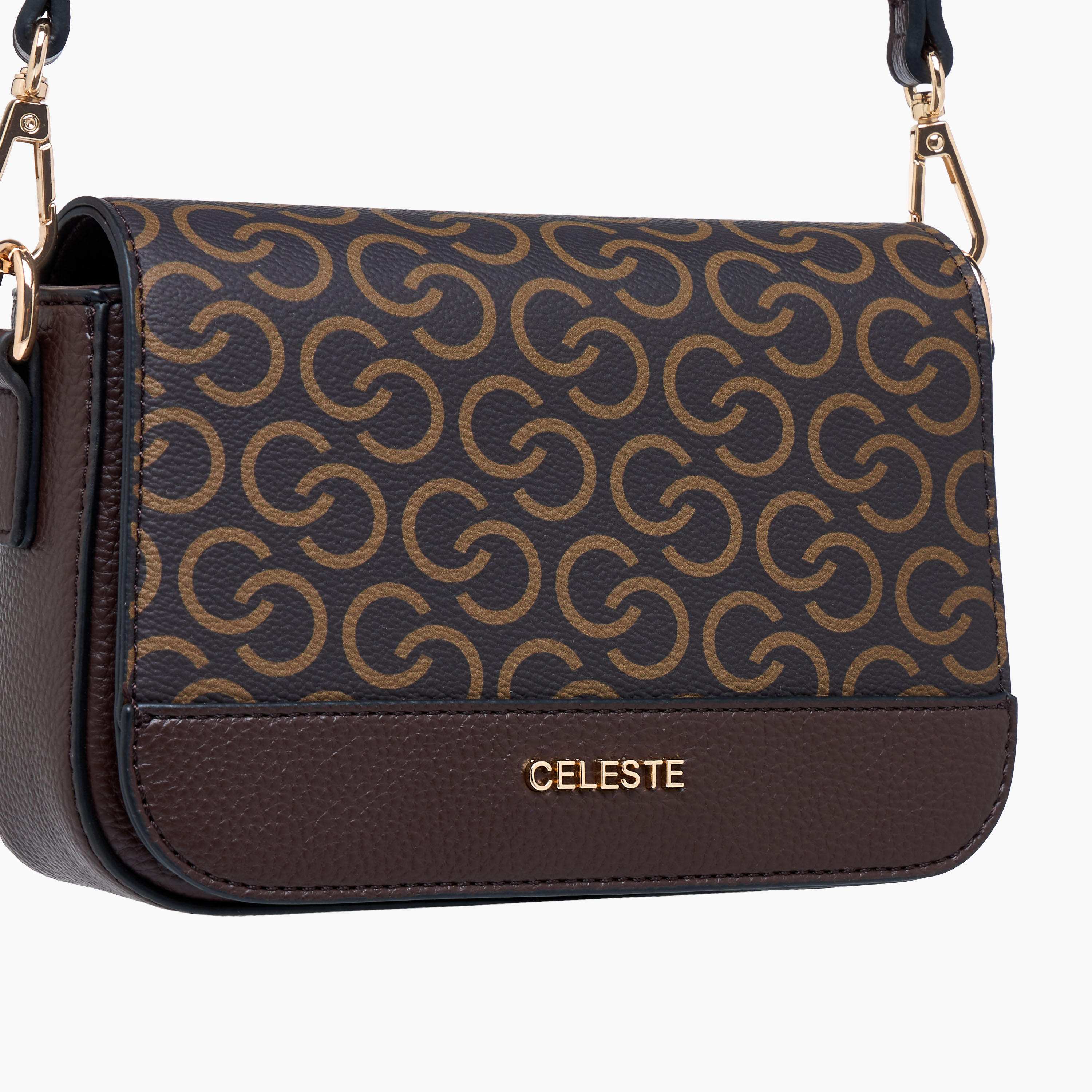 Celeste Monogram Print Crossbody Bag with Detachable Strap and Flap Closure-women-bagsandwallets-handbags-image-5