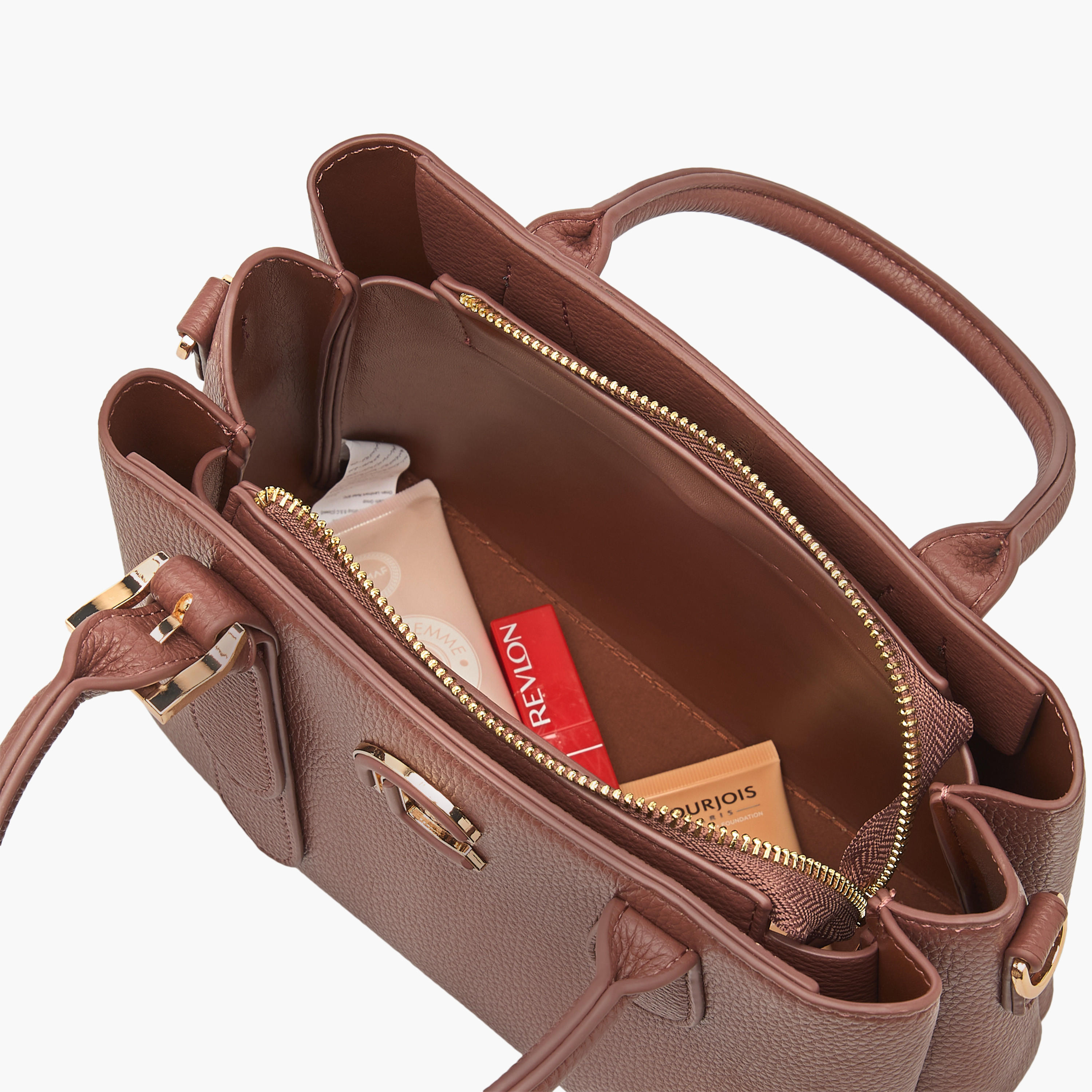 Le Confort Textured Tote Bag with Detachable Strap and Zip Closure-women-bagsandwallets-handbags-image-10