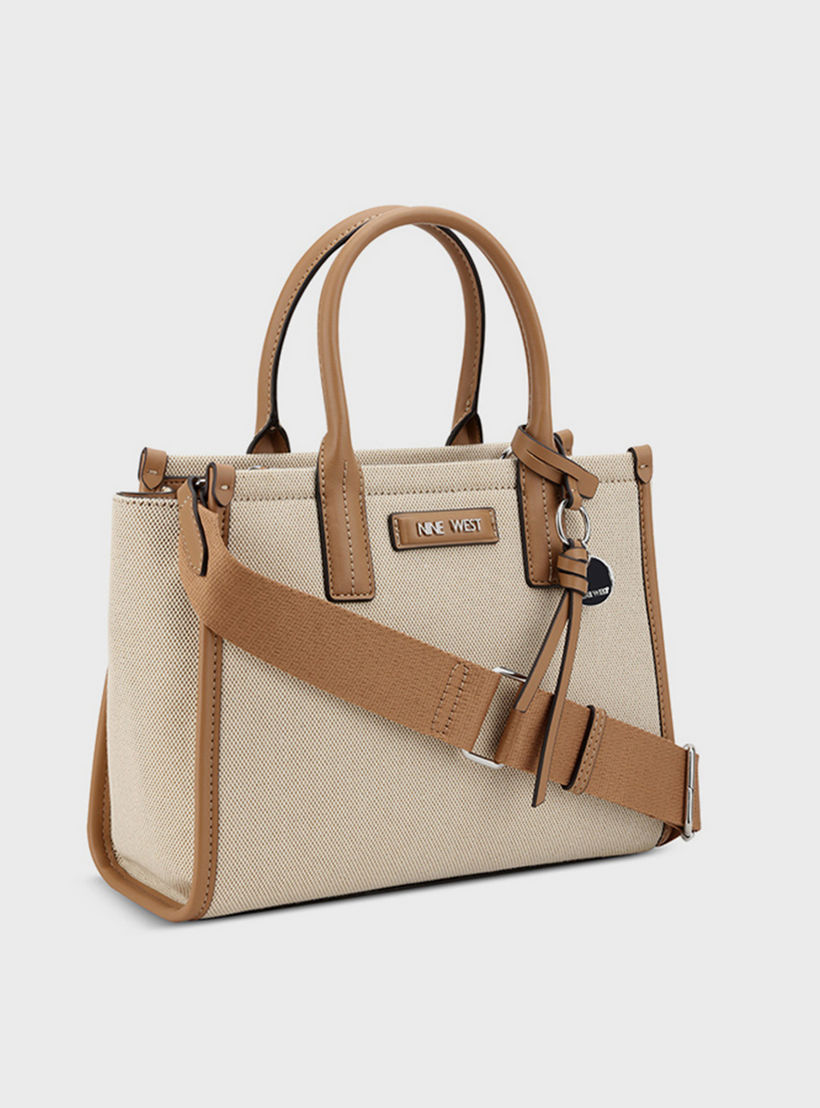 Nine West Textured Double Handle Satchel Bag with Zipper Closure and Detachable Strap-women-bagsandwallets-handbags-image-3